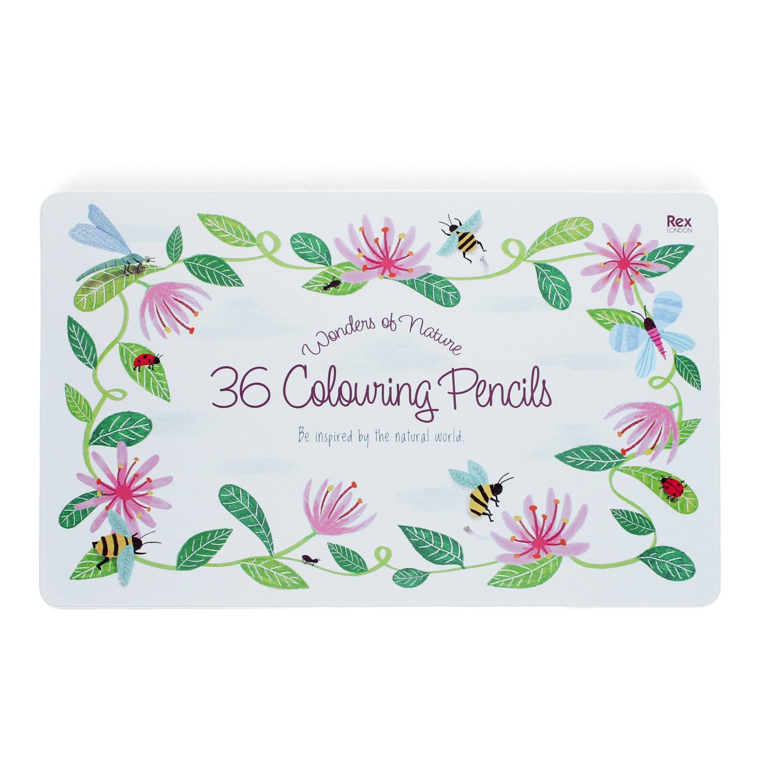 Rex London UK Pencil 36 Colouring Pencils in a Tin - Wonders of Nature