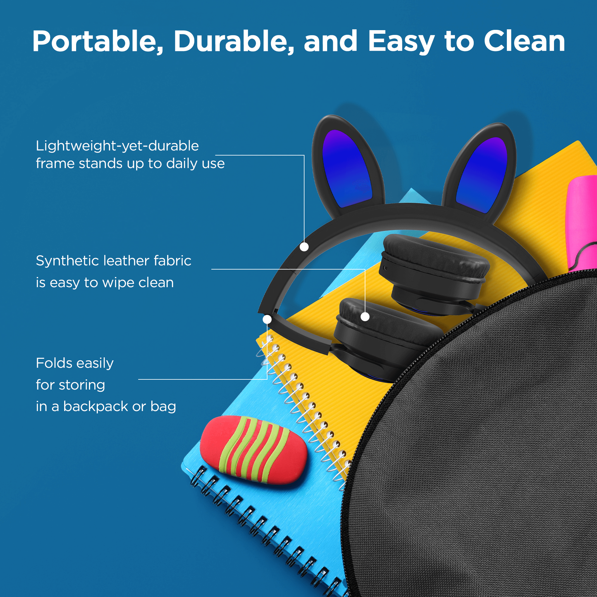 HyperGear Bunny Tracks Wireless Light-Up Headphones.