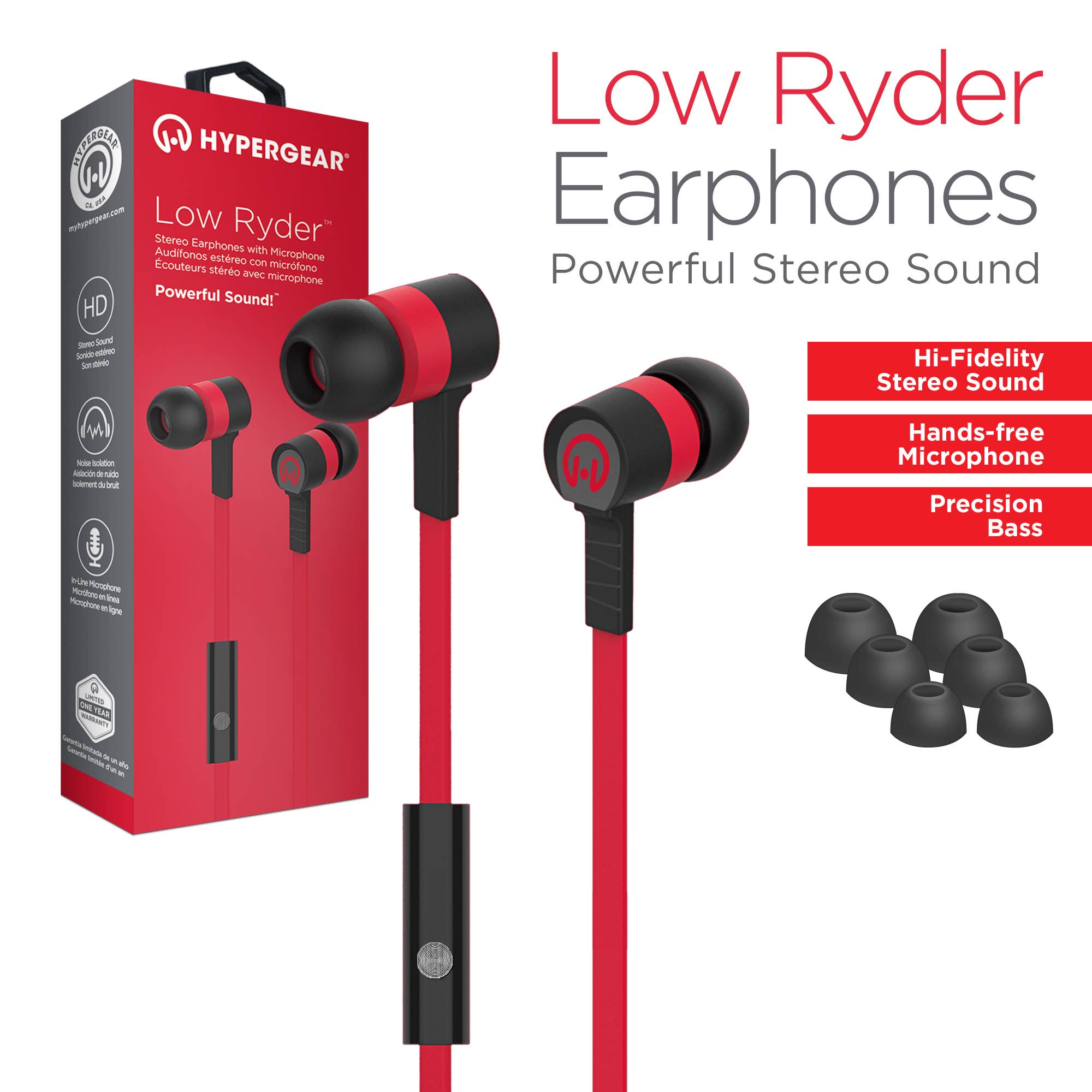 HyperGear Low Ryder Earphones with Mic 3.5mm.