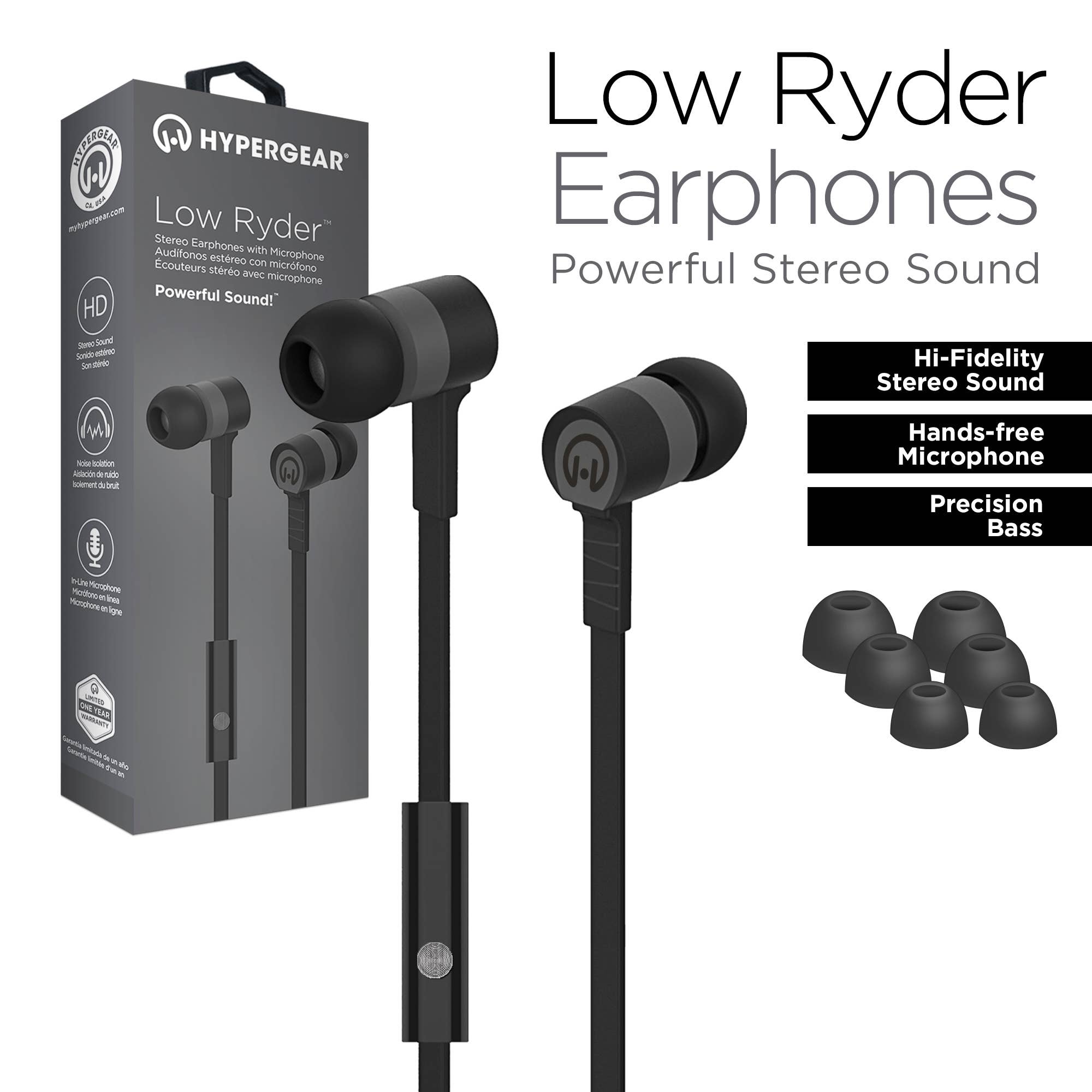 HyperGear Low Ryder Earphones with Mic 3.5mm.