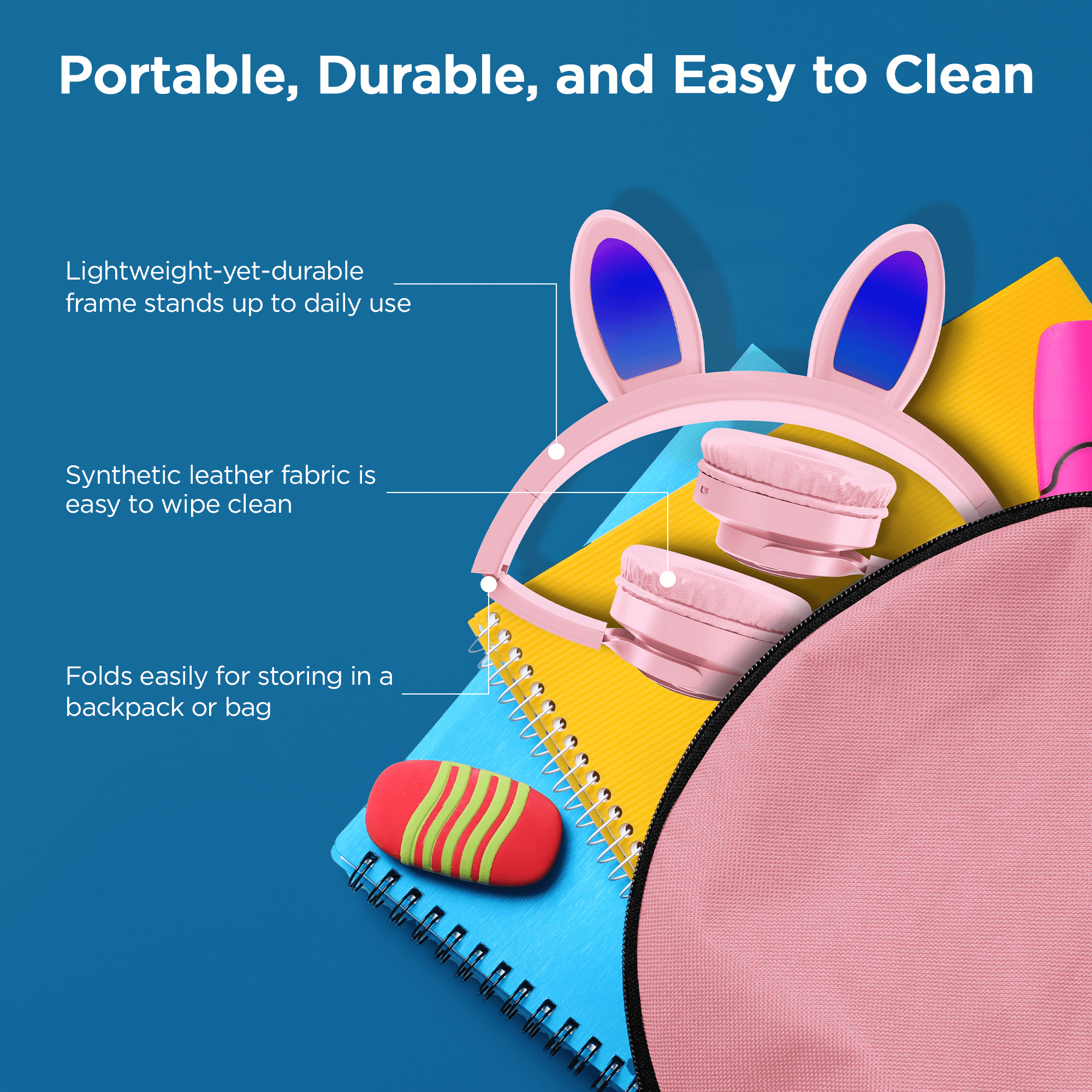 HyperGear Bunny Tracks Wireless Light-Up Headphones.