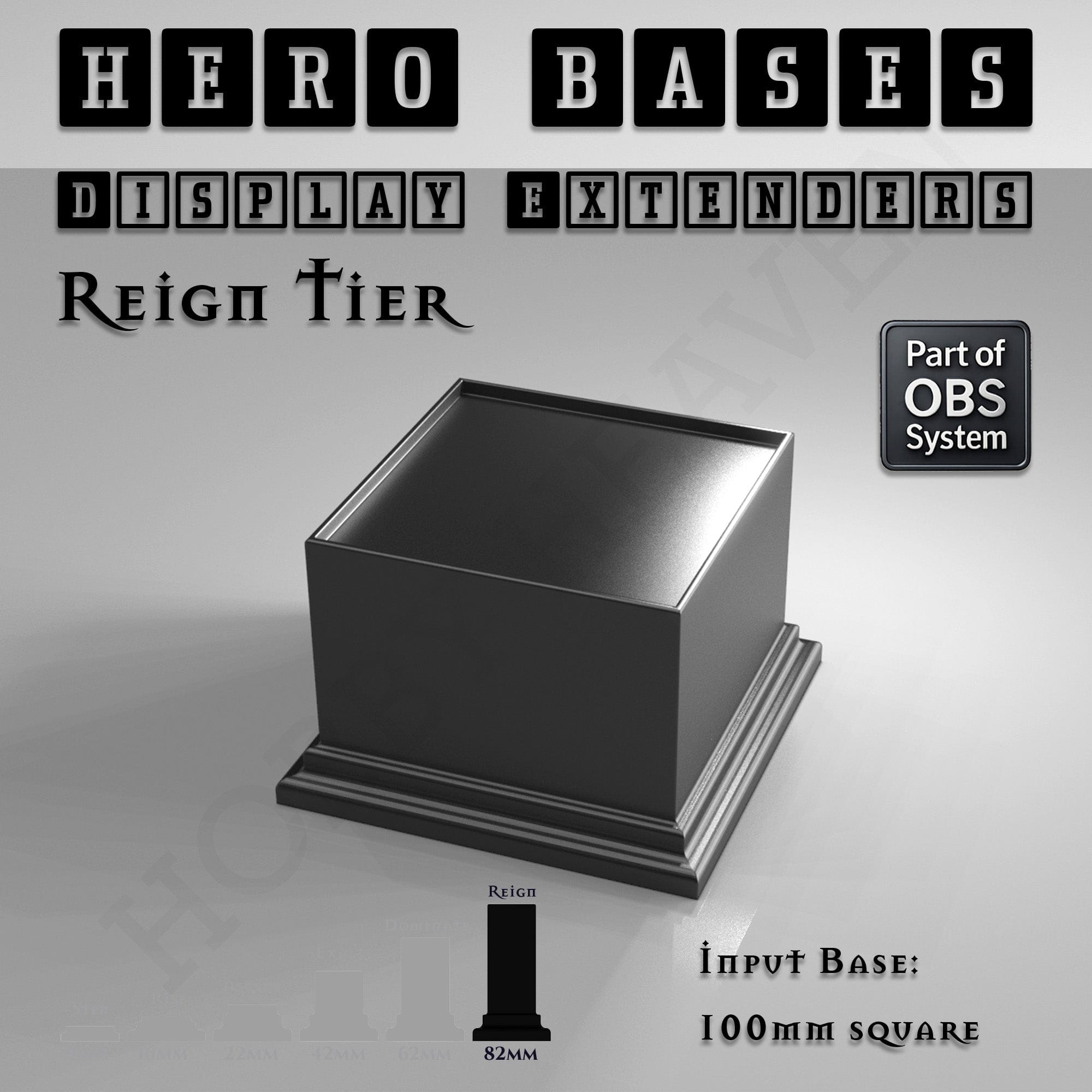 Plastic Bases Hero Bases Display Extenders | Squares and Rectangles | Convert Gaming Bases to Display Bases & Plinths