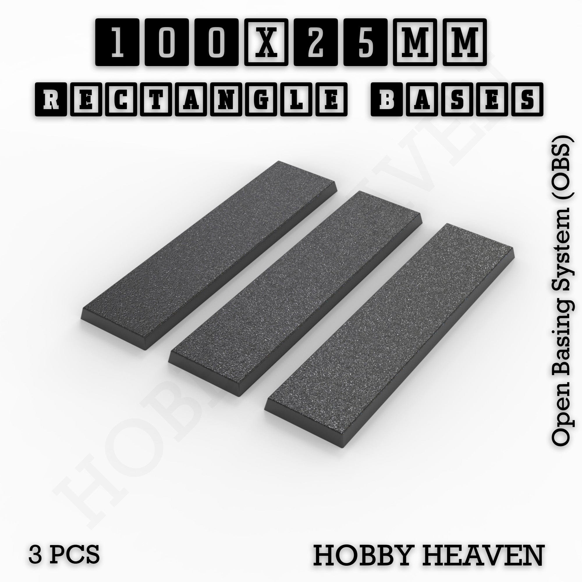 Base Rectangle Bases Range Sizes - 75x30mm to 125x40mm Medium Sizes 3d Print Full Range Tabletop Games