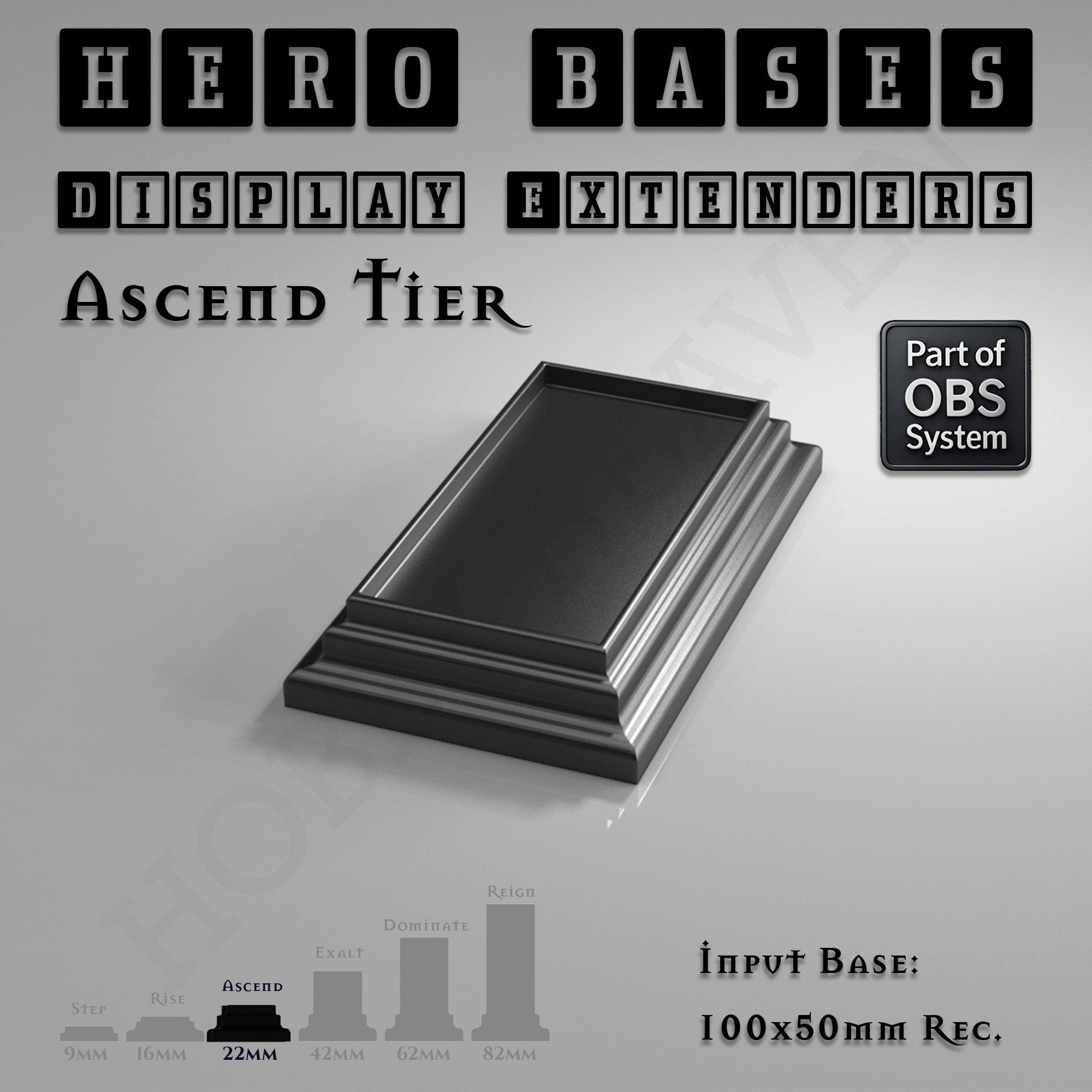 Plastic Bases Hero Bases Display Extenders | Squares and Rectangles | Convert Gaming Bases to Display Bases & Plinths