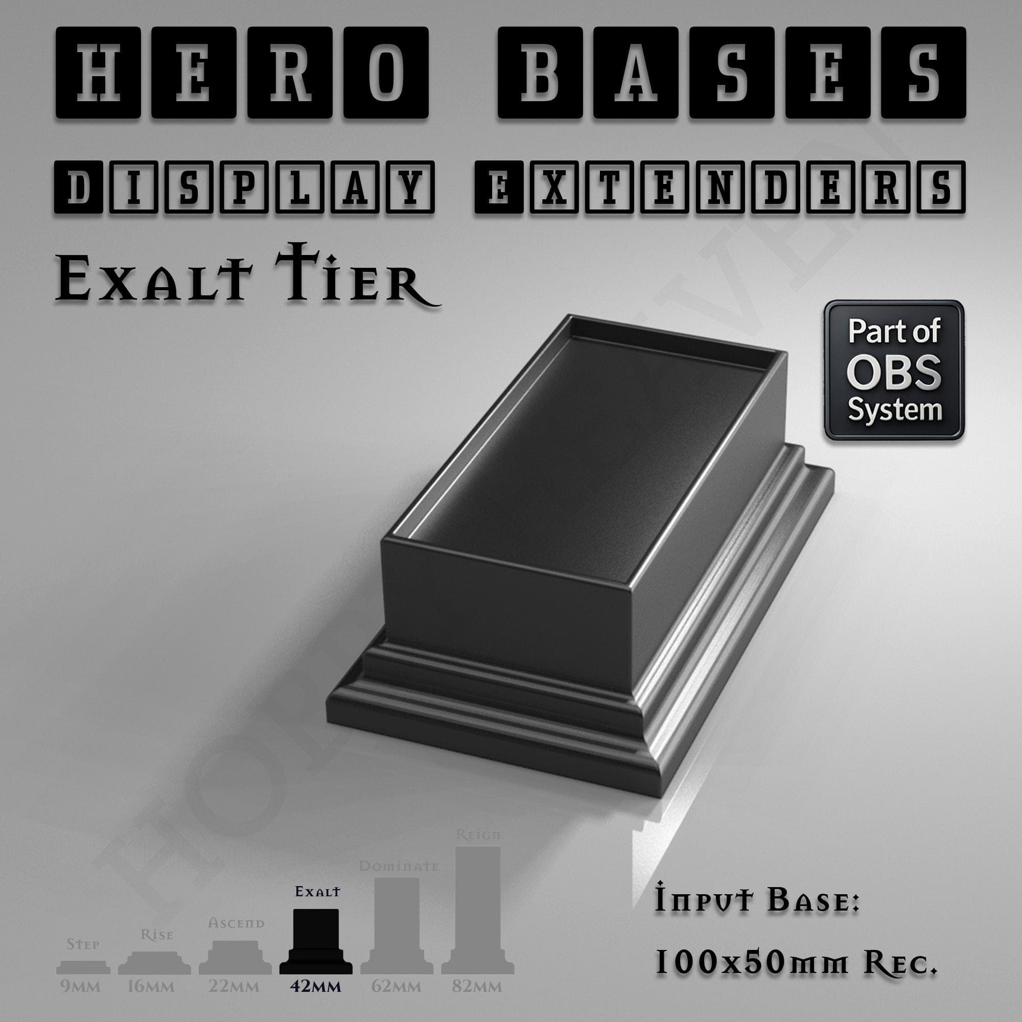 Plastic Bases Hero Bases Display Extenders | Squares and Rectangles | Convert Gaming Bases to Display Bases & Plinths
