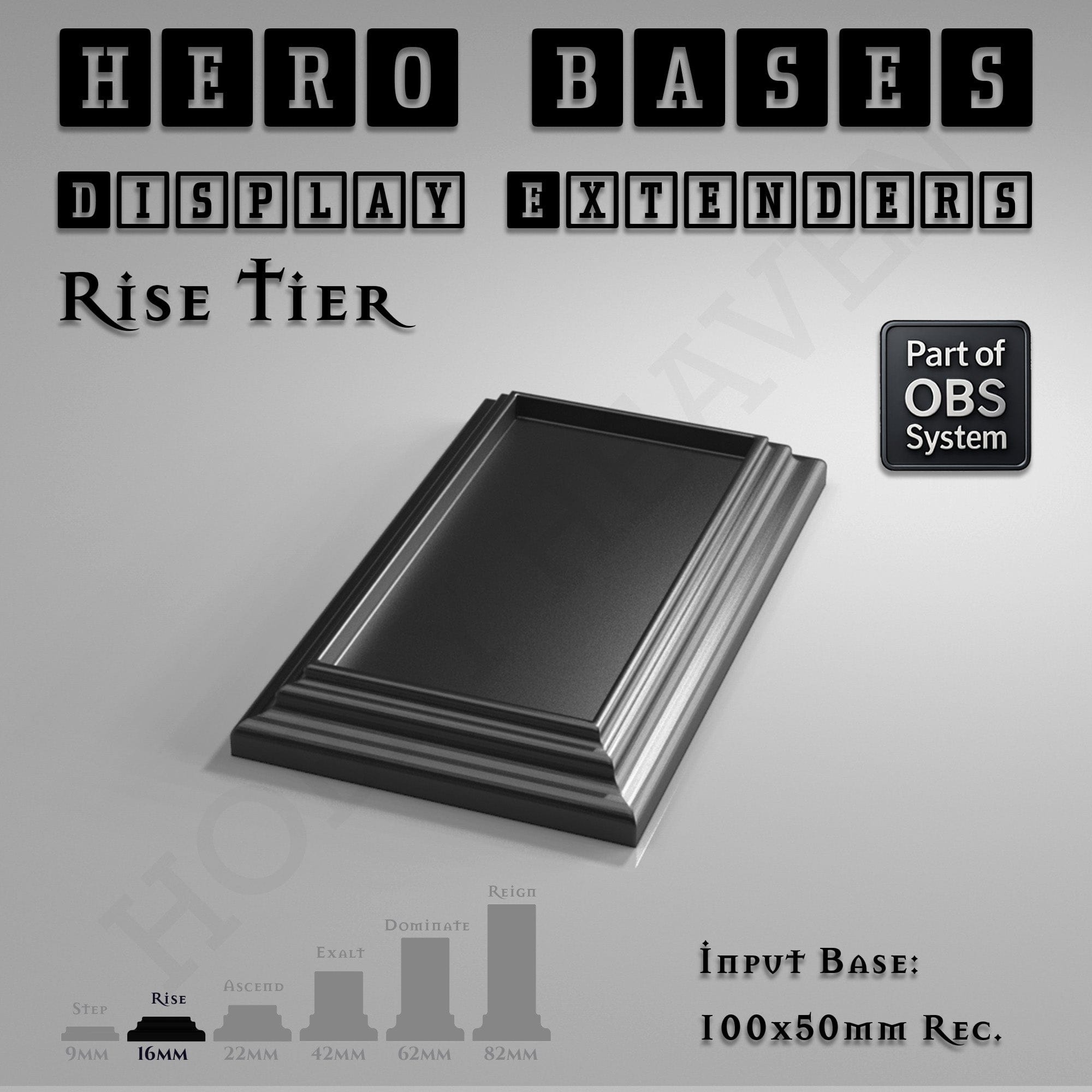Plastic Bases Hero Bases Display Extenders | Squares and Rectangles | Convert Gaming Bases to Display Bases & Plinths