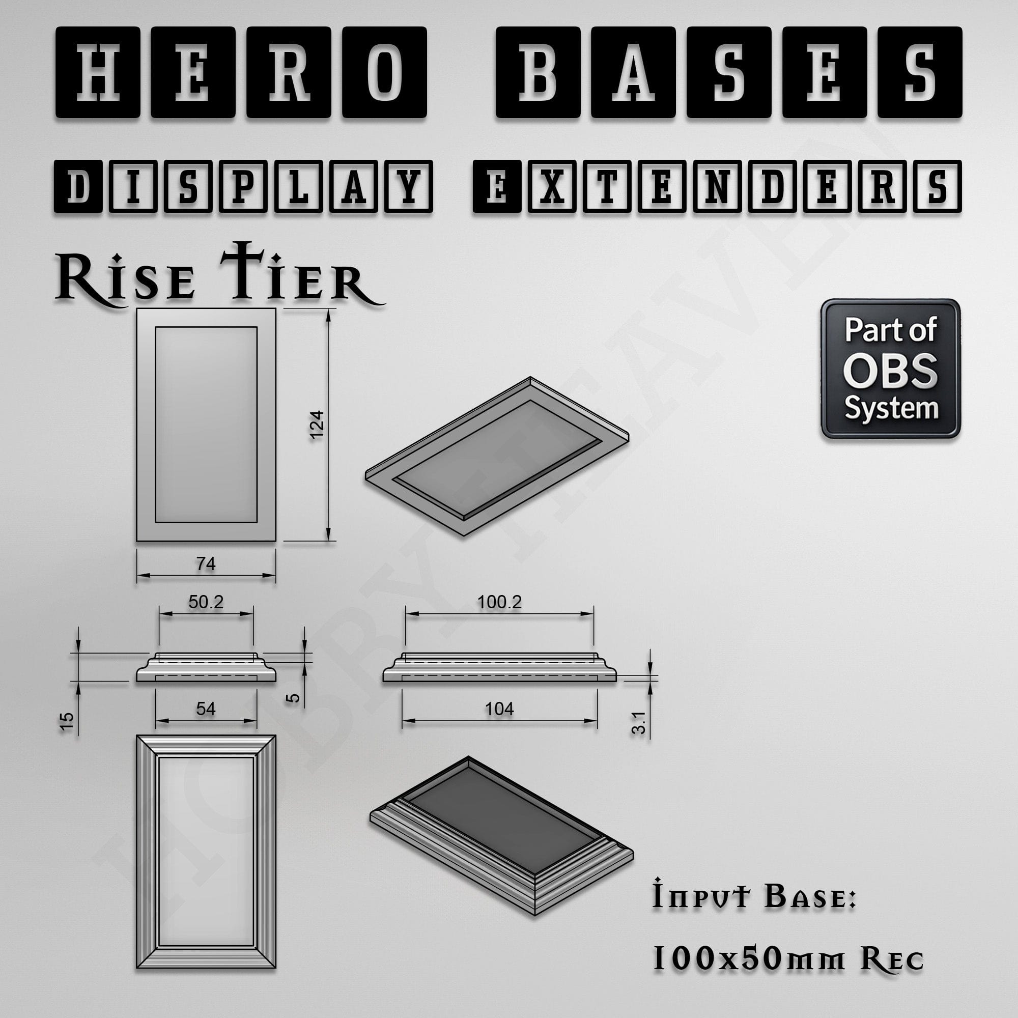 Plastic Bases Hero Bases Display Extenders | Squares and Rectangles | Convert Gaming Bases to Display Bases & Plinths
