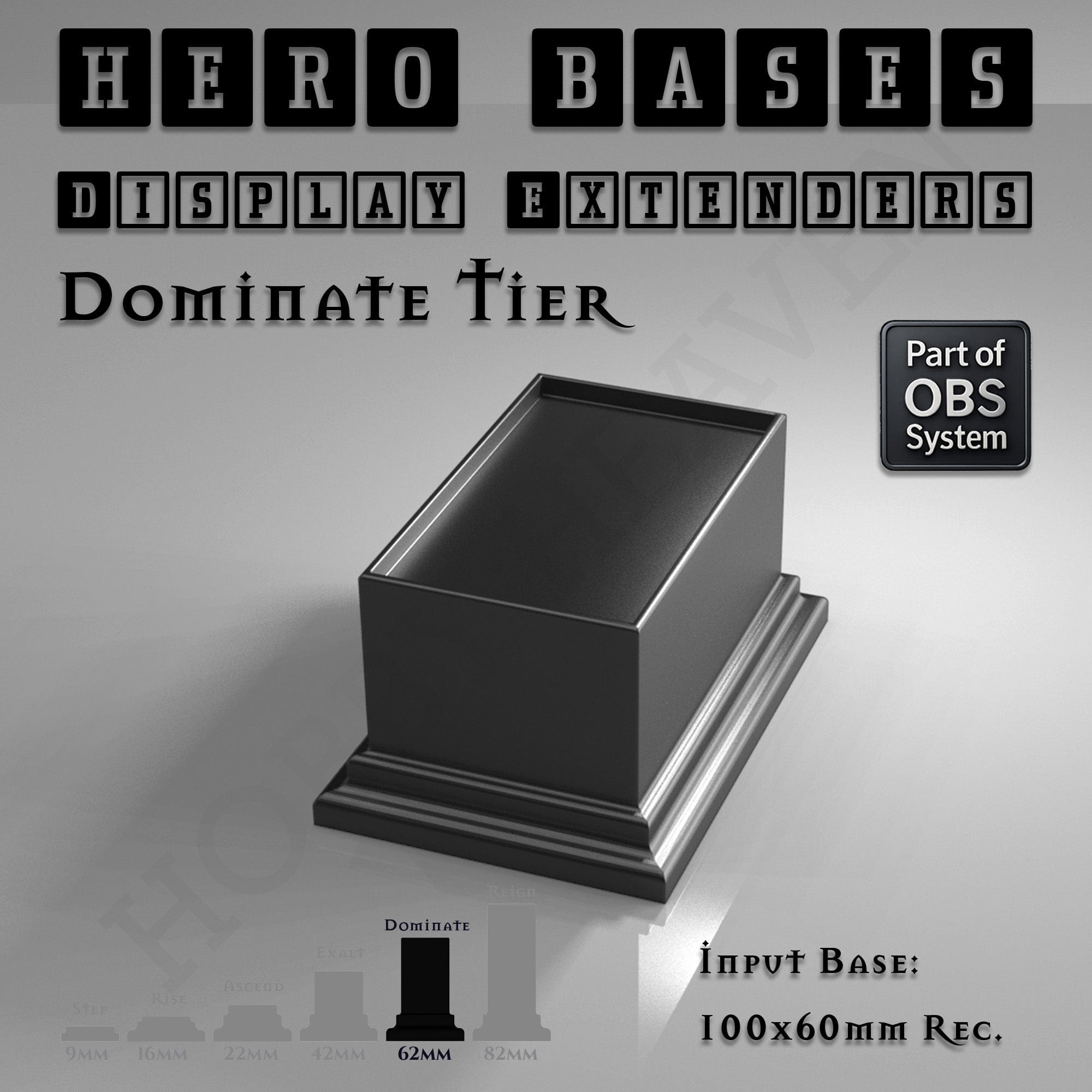 Plastic Bases Hero Bases Display Extenders | Squares and Rectangles | Convert Gaming Bases to Display Bases & Plinths