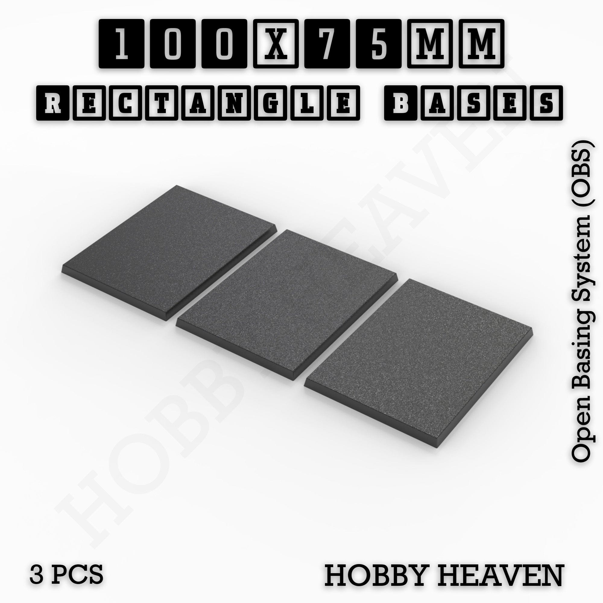 Base Rectangle Bases Range Sizes - 75x30mm to 125x40mm Medium Sizes 3d Print Full Range Tabletop Games