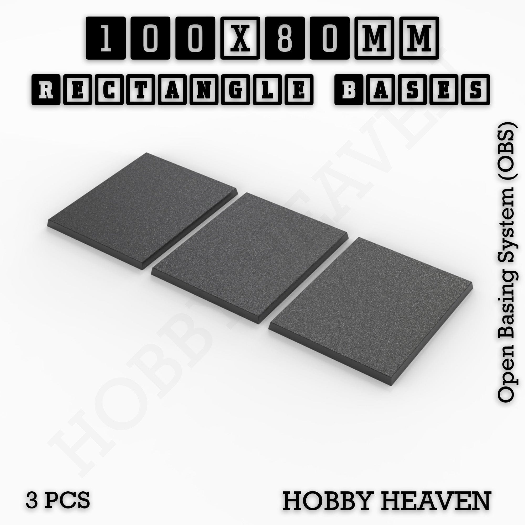 Base Rectangle Bases Range Sizes - 75x30mm to 125x40mm Medium Sizes 3d Print Full Range Tabletop Games