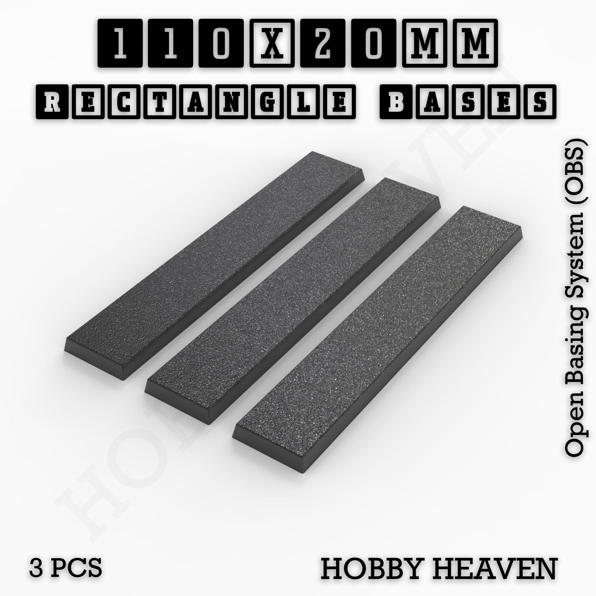 Base Rectangle Bases Range Sizes - 75x30mm to 125x40mm Medium Sizes 3d Print Full Range Tabletop Games