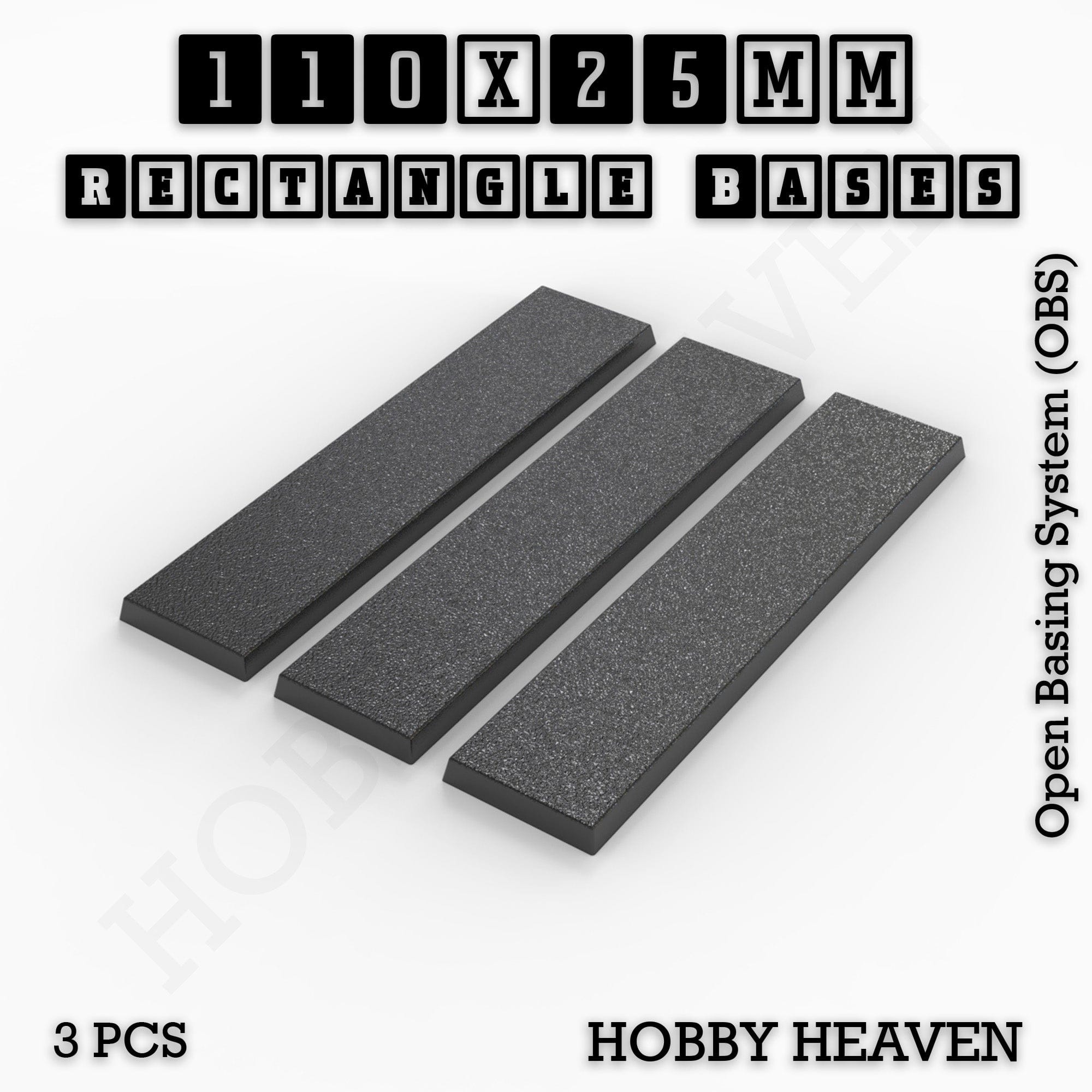 Base Rectangle Bases Range Sizes - 75x30mm to 125x40mm Medium Sizes 3d Print Full Range Tabletop Games