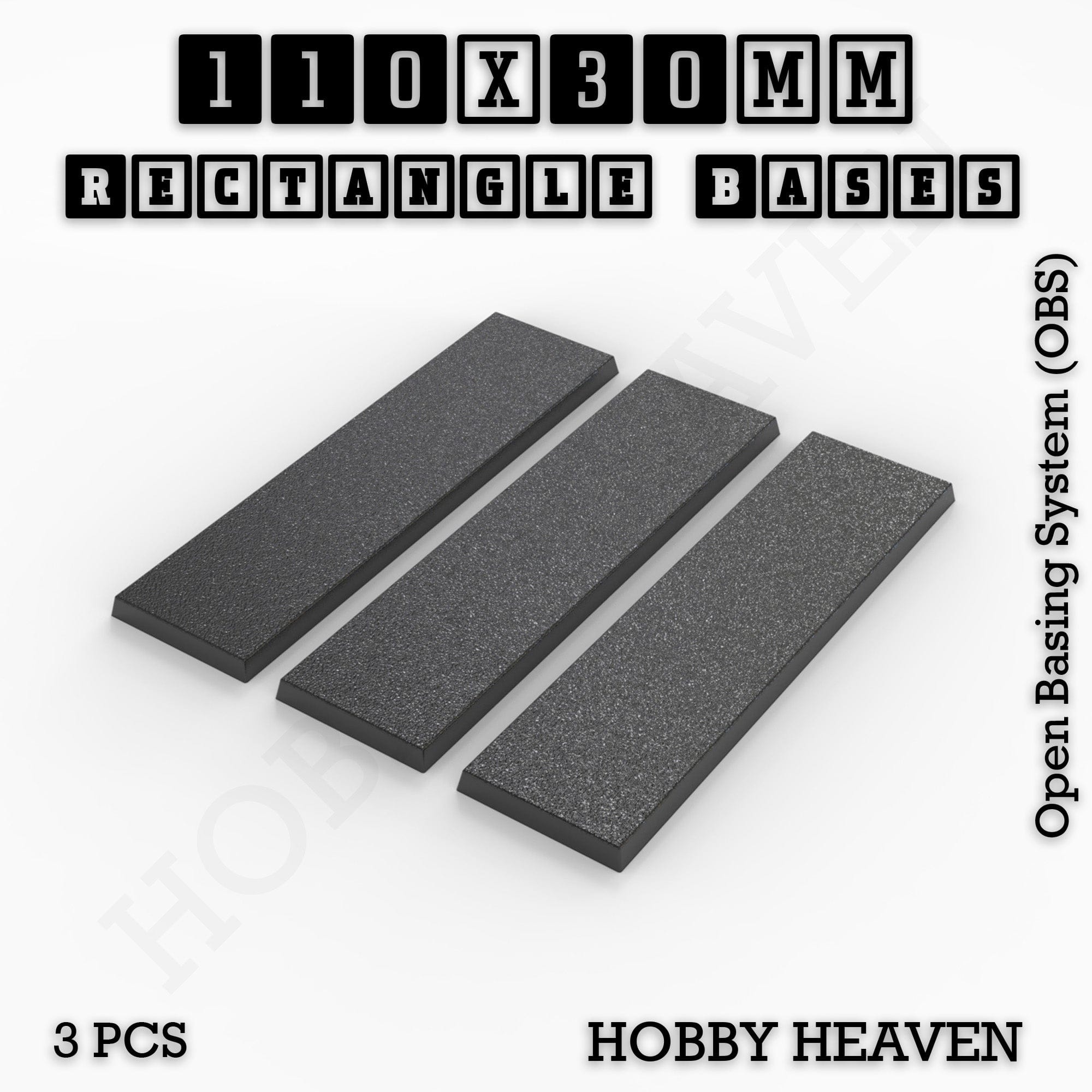 Base Rectangle Bases Range Sizes - 75x30mm to 125x40mm Medium Sizes 3d Print Full Range Tabletop Games