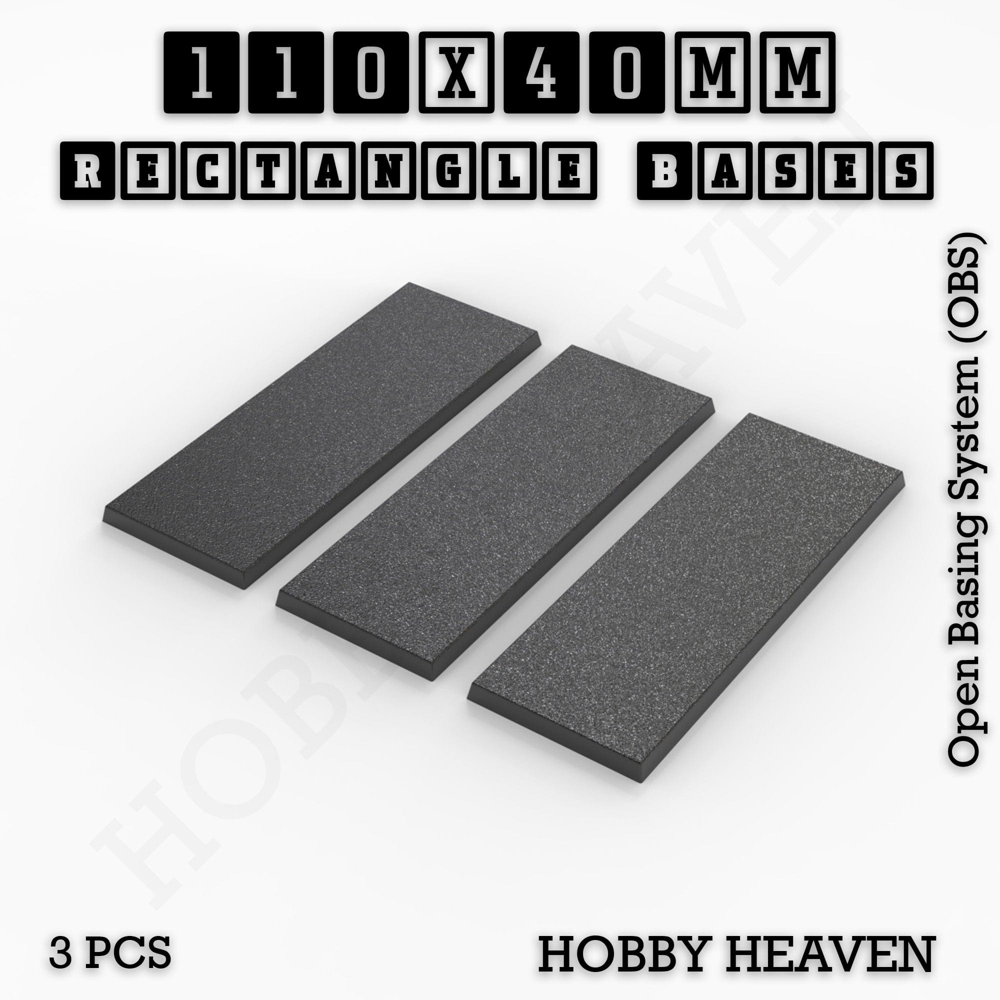 Base Rectangle Bases Range Sizes - 75x30mm to 125x40mm Medium Sizes 3d Print Full Range Tabletop Games