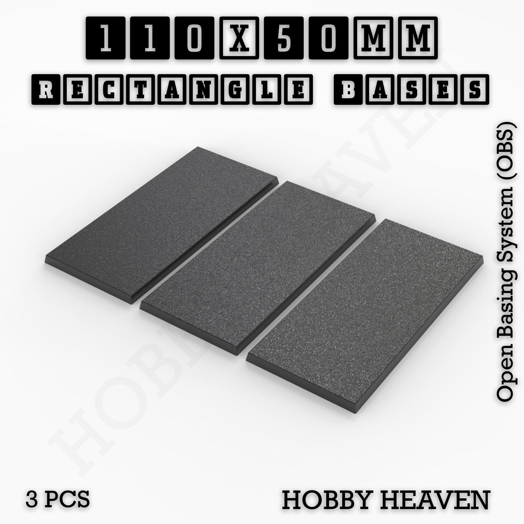Base Rectangle Bases Range Sizes - 75x30mm to 125x40mm Medium Sizes 3d Print Full Range Tabletop Games