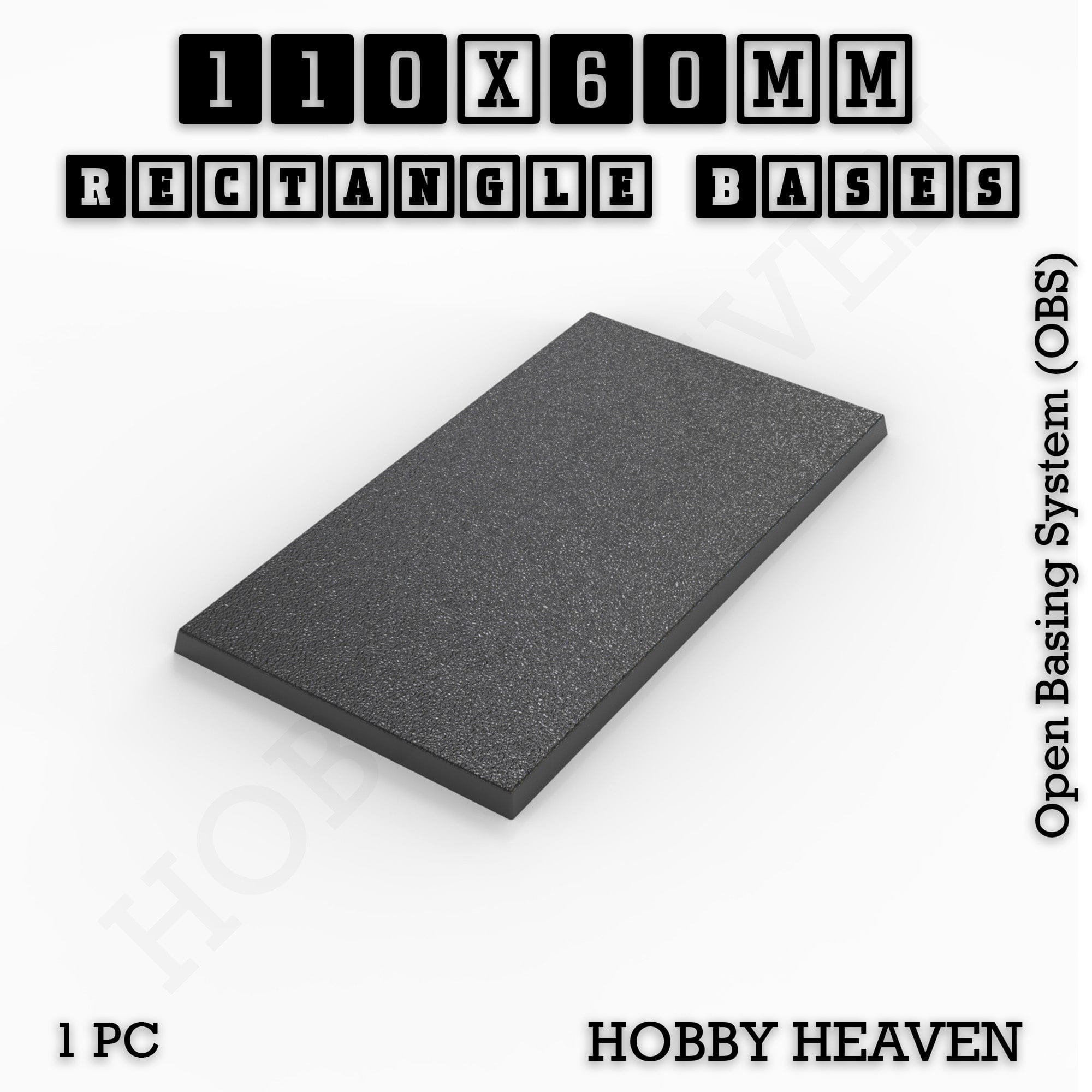 Base Rectangle Bases Range Sizes - 75x30mm to 125x40mm Medium Sizes 3d Print Full Range Tabletop Games