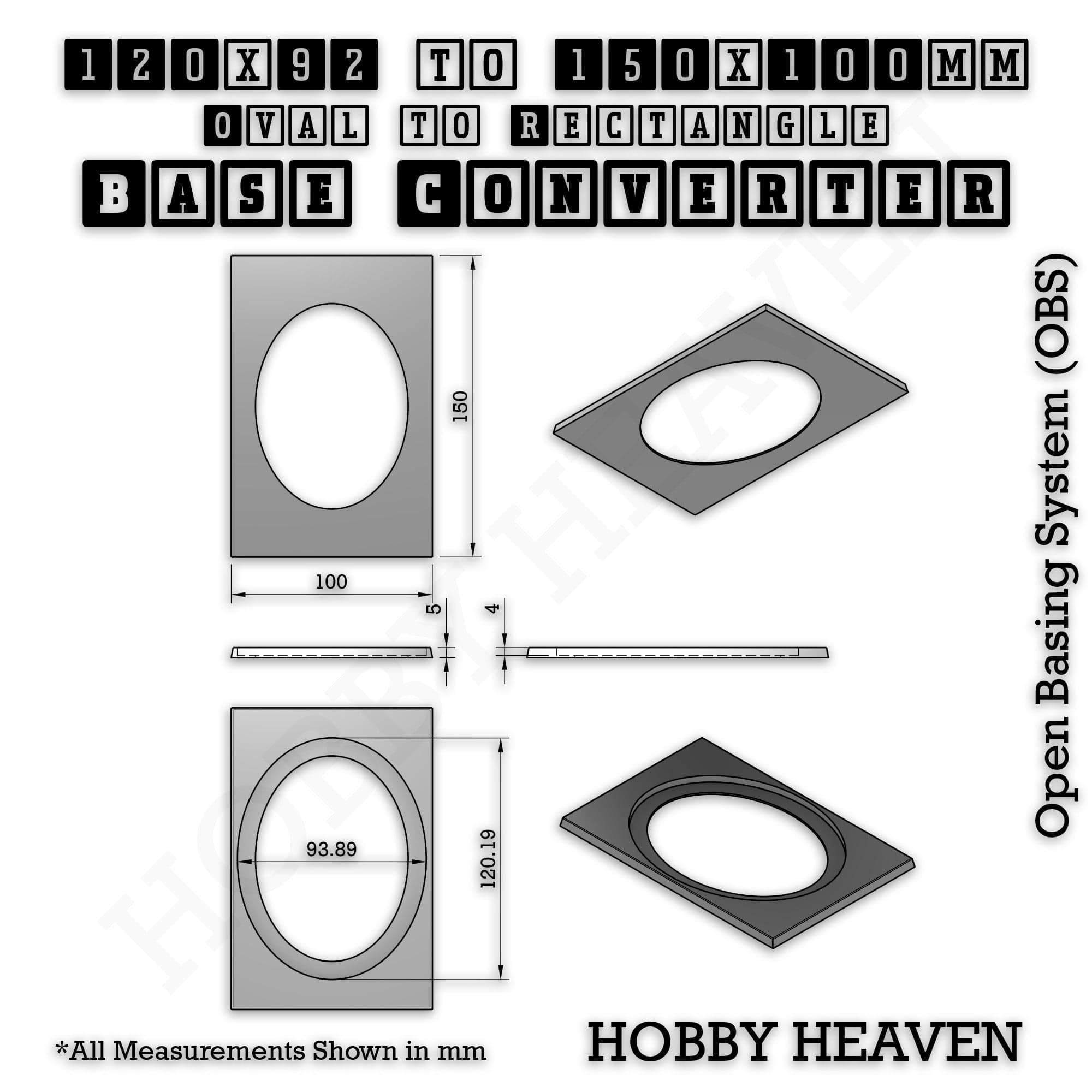 Base Converter Wargaming Oval to Rectangle Base Converters – Tabletop Games | 3D Printed Tabletop Accessories