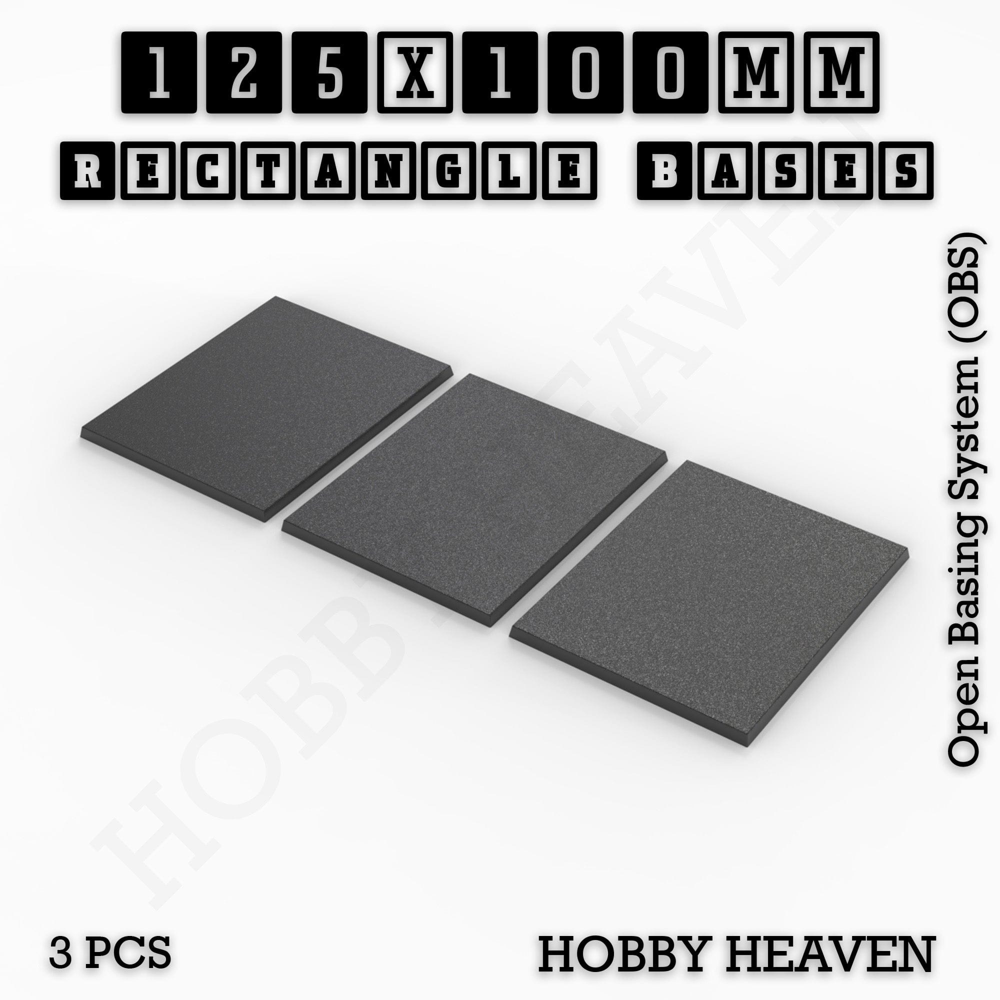 Base Rectangle Bases Range Sizes - 125x50mm to 200x175mm Large Sizes 3d Print Full Range Tabletop Games