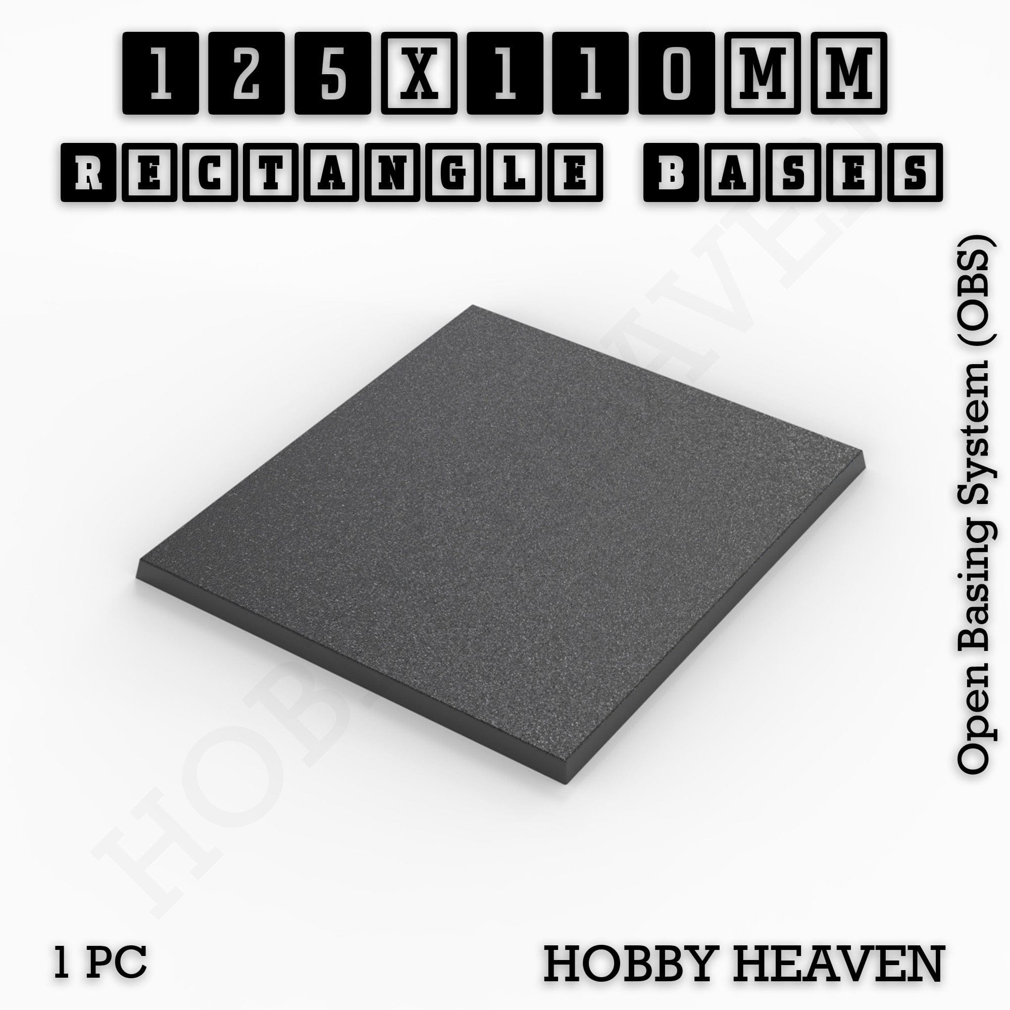 Base Rectangle Bases Range Sizes - 125x50mm to 200x175mm Large Sizes 3d Print Full Range Tabletop Games