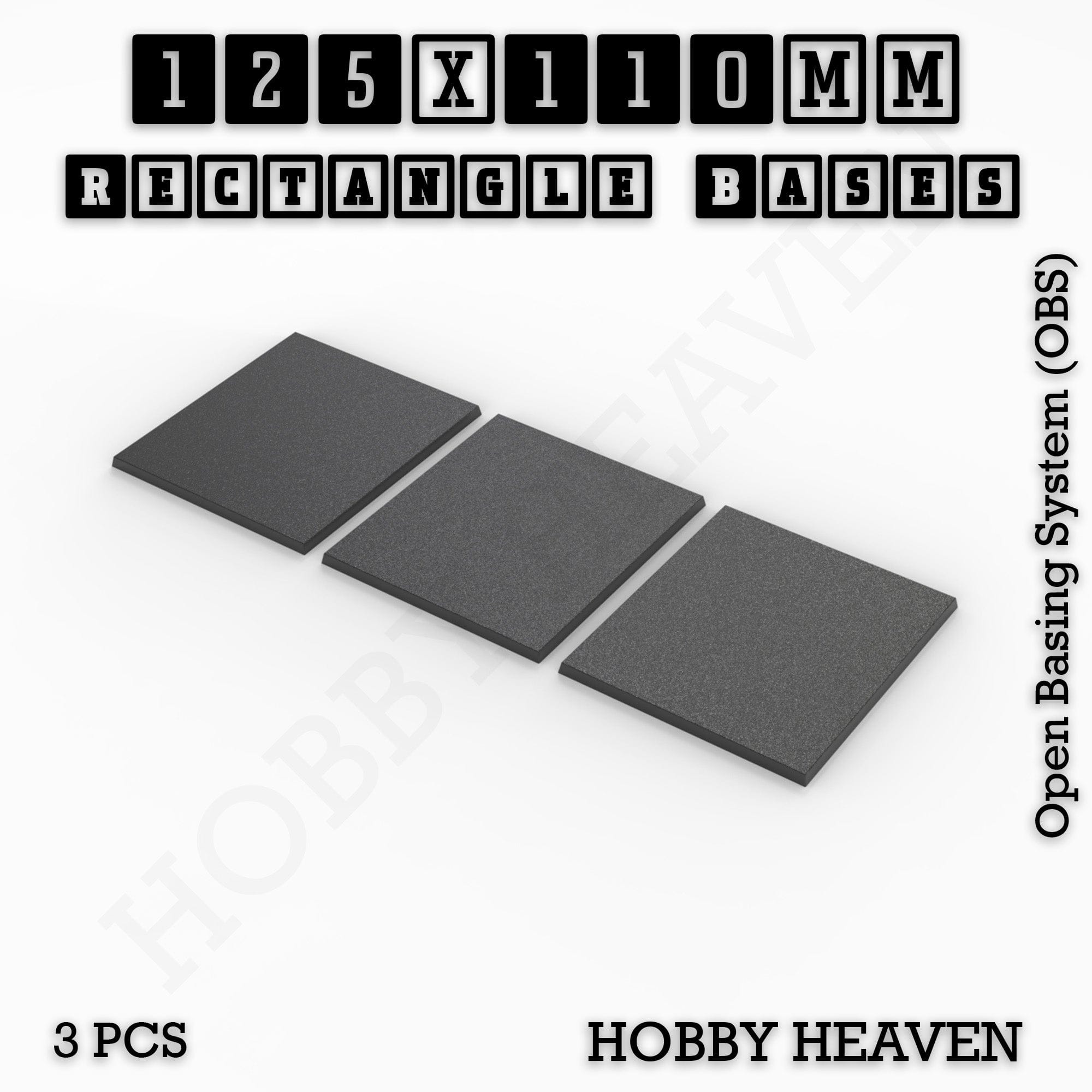 Base Rectangle Bases Range Sizes - 125x50mm to 200x175mm Large Sizes 3d Print Full Range Tabletop Games