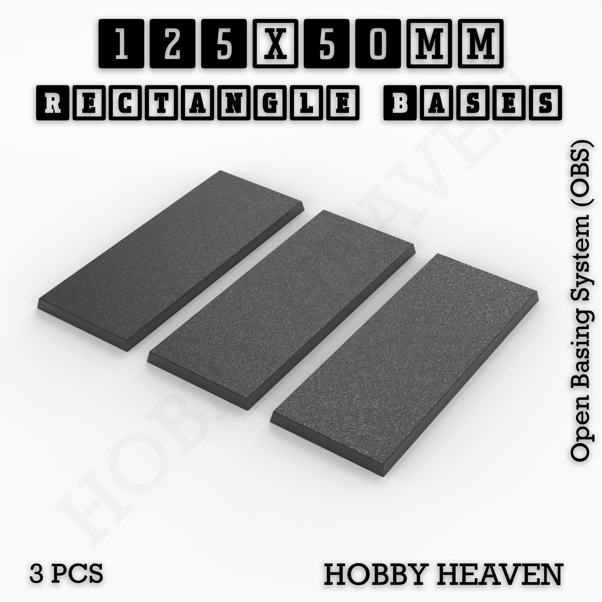 Base Rectangle Bases Range Sizes - 125x50mm to 200x175mm Large Sizes 3d Print Full Range Tabletop Games