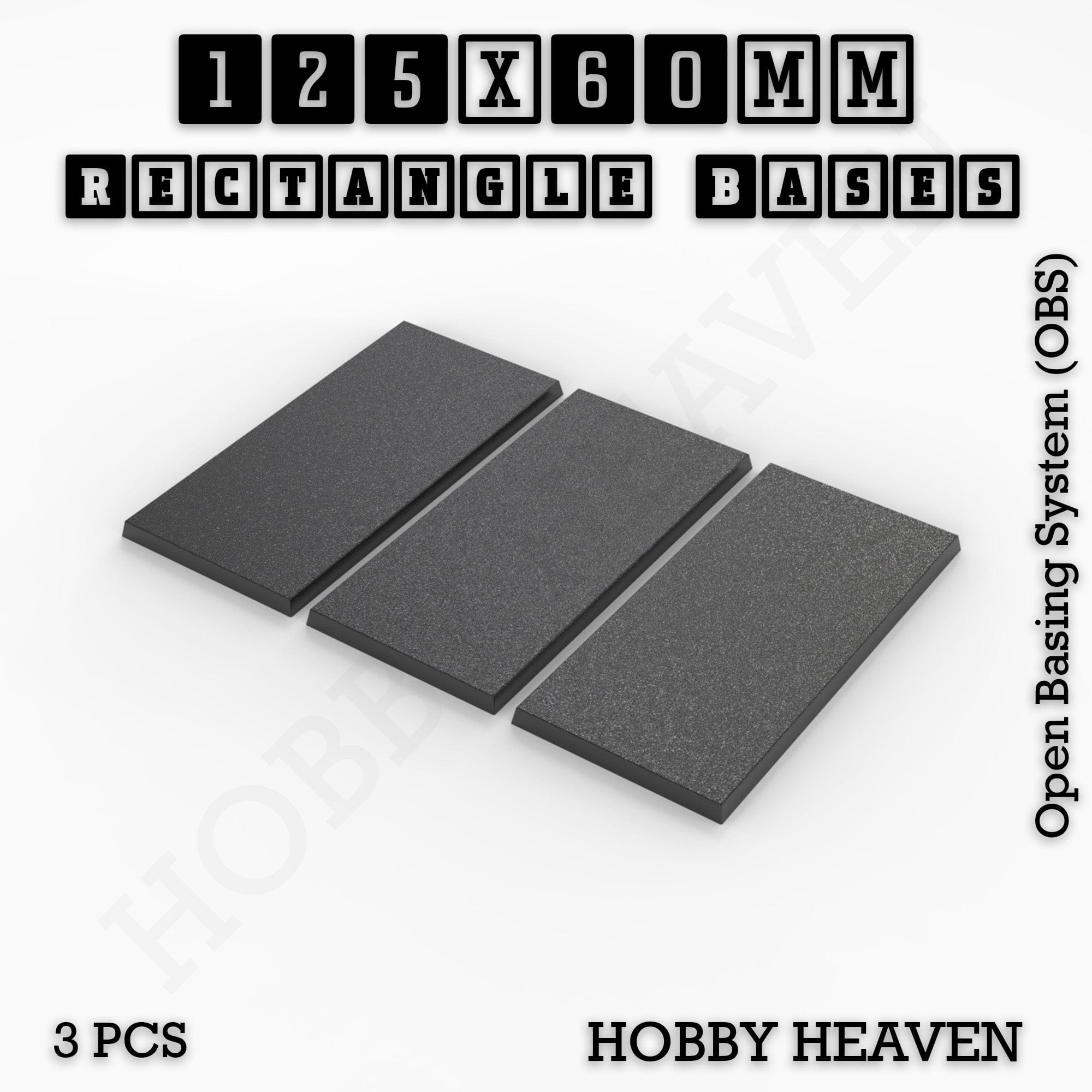 Base Rectangle Bases Range Sizes - 125x50mm to 200x175mm Large Sizes 3d Print Full Range Tabletop Games
