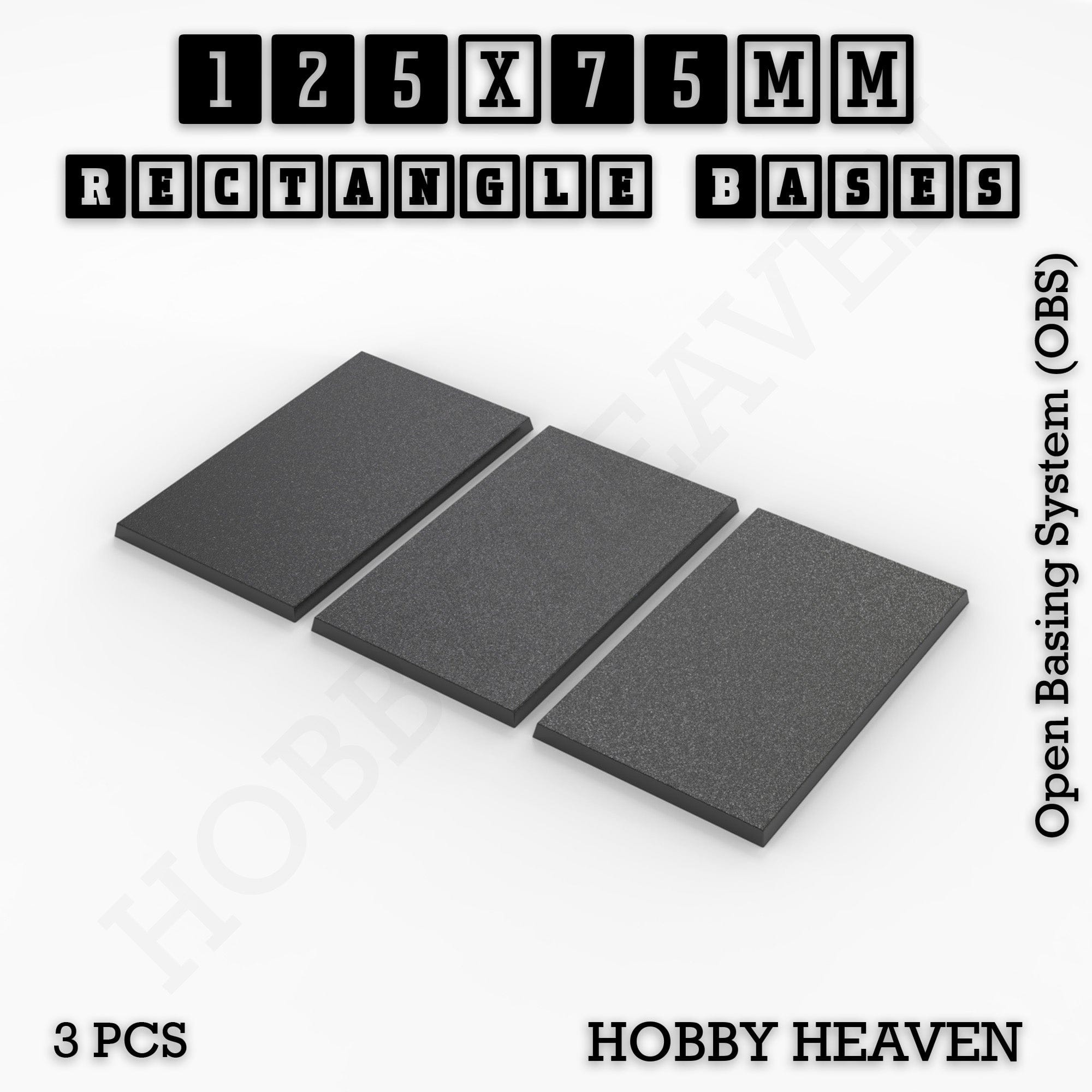 Base Rectangle Bases Range Sizes - 125x50mm to 200x175mm Large Sizes 3d Print Full Range Tabletop Games