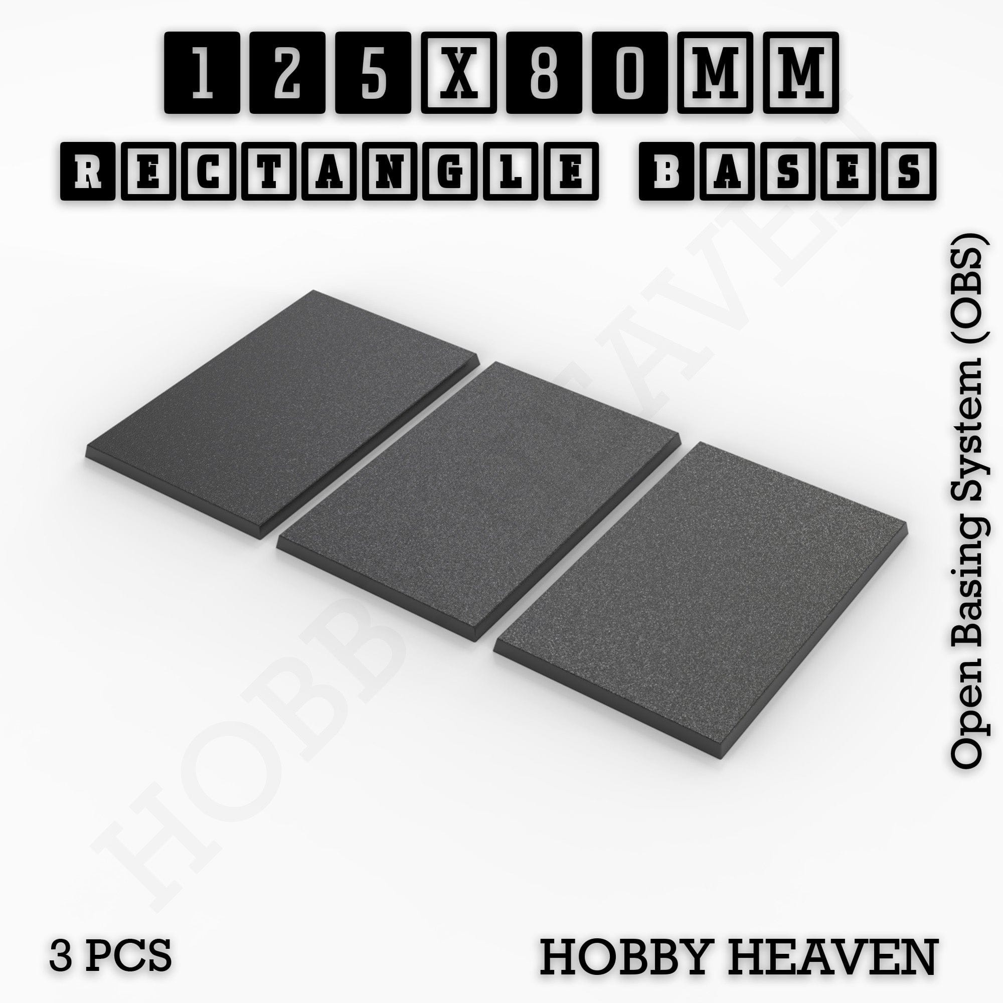 Base Rectangle Bases Range Sizes - 125x50mm to 200x175mm Large Sizes 3d Print Full Range Tabletop Games