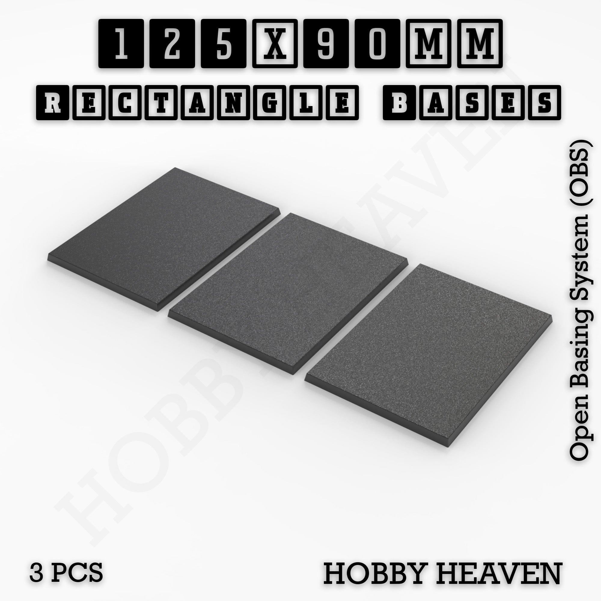 Base Rectangle Bases Range Sizes - 125x50mm to 200x175mm Large Sizes 3d Print Full Range Tabletop Games