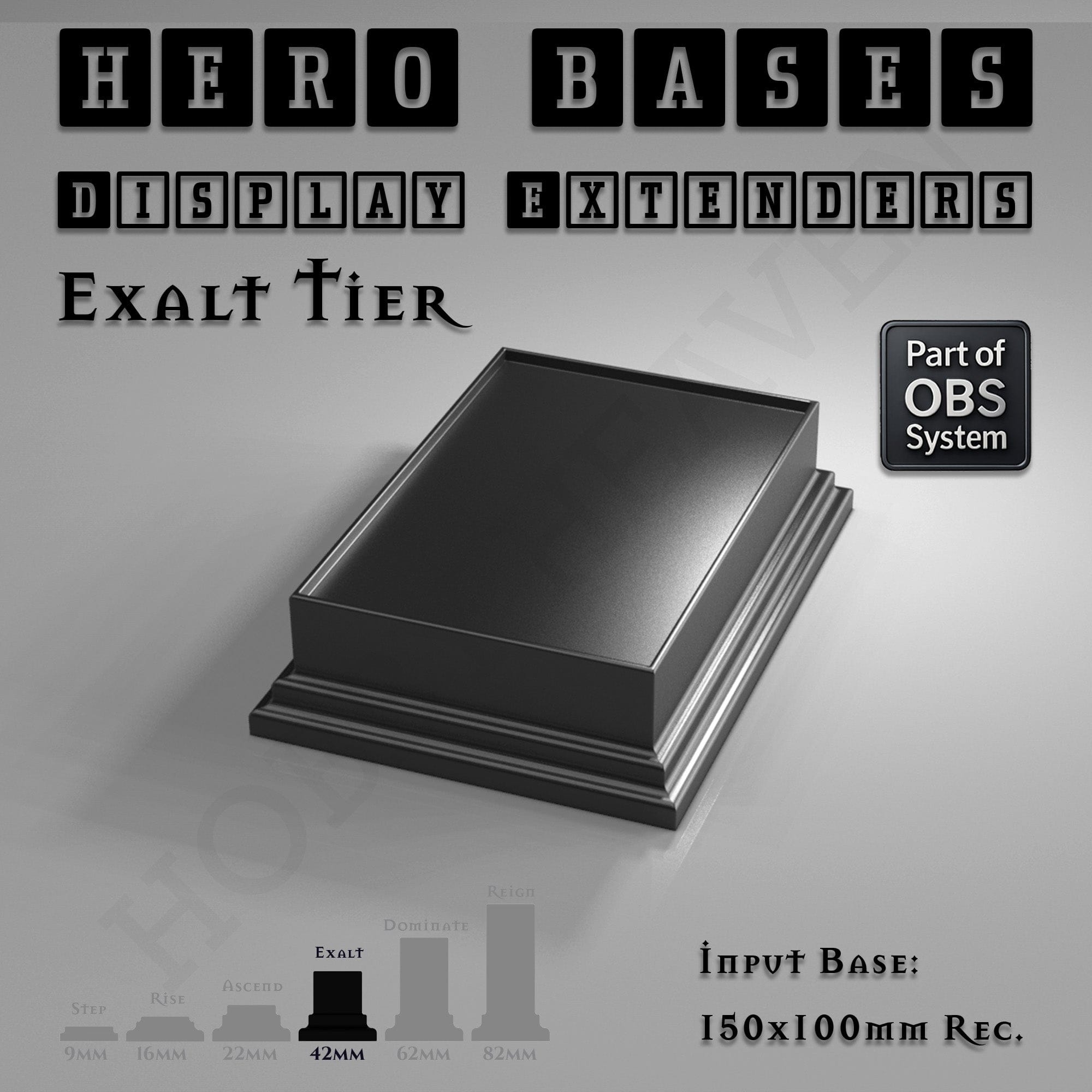Plastic Bases Hero Bases Display Extenders | Squares and Rectangles | Convert Gaming Bases to Display Bases & Plinths