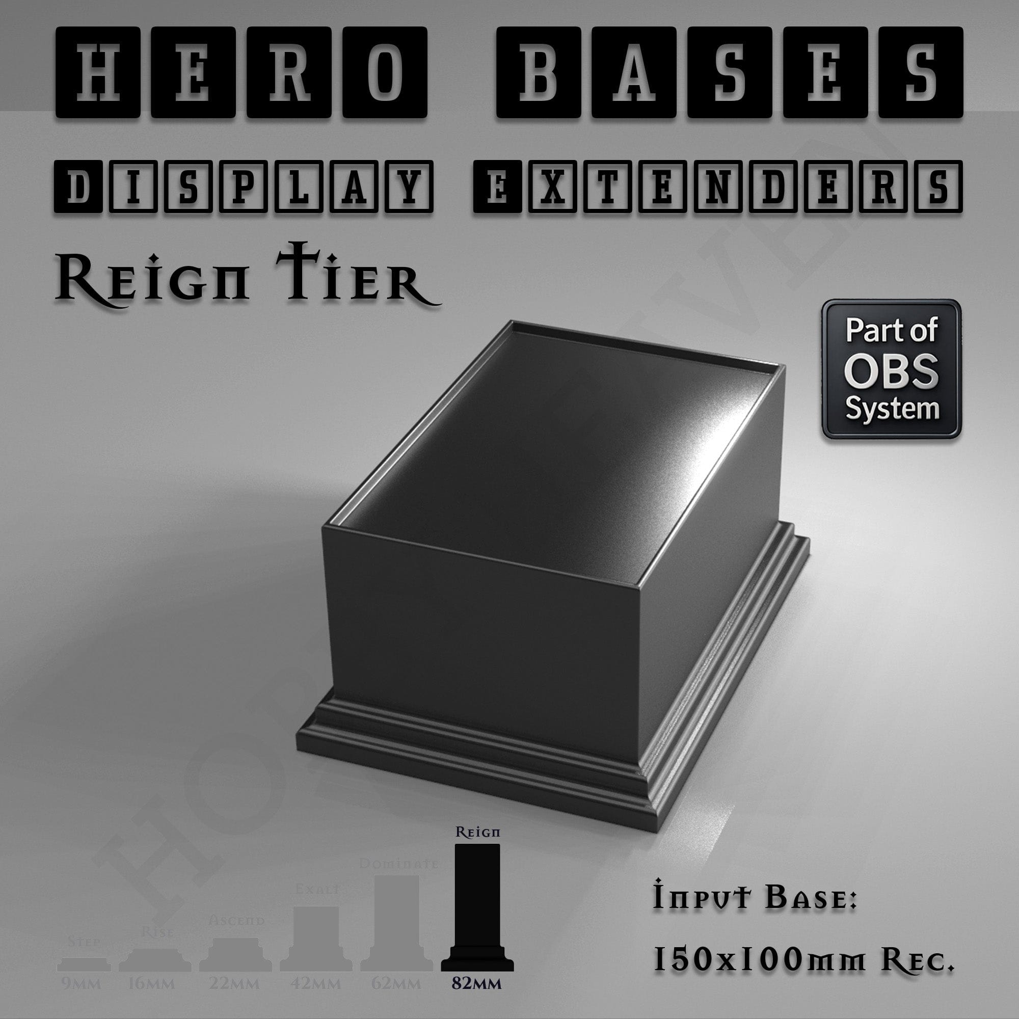 Plastic Bases Hero Bases Display Extenders | Squares and Rectangles | Convert Gaming Bases to Display Bases & Plinths