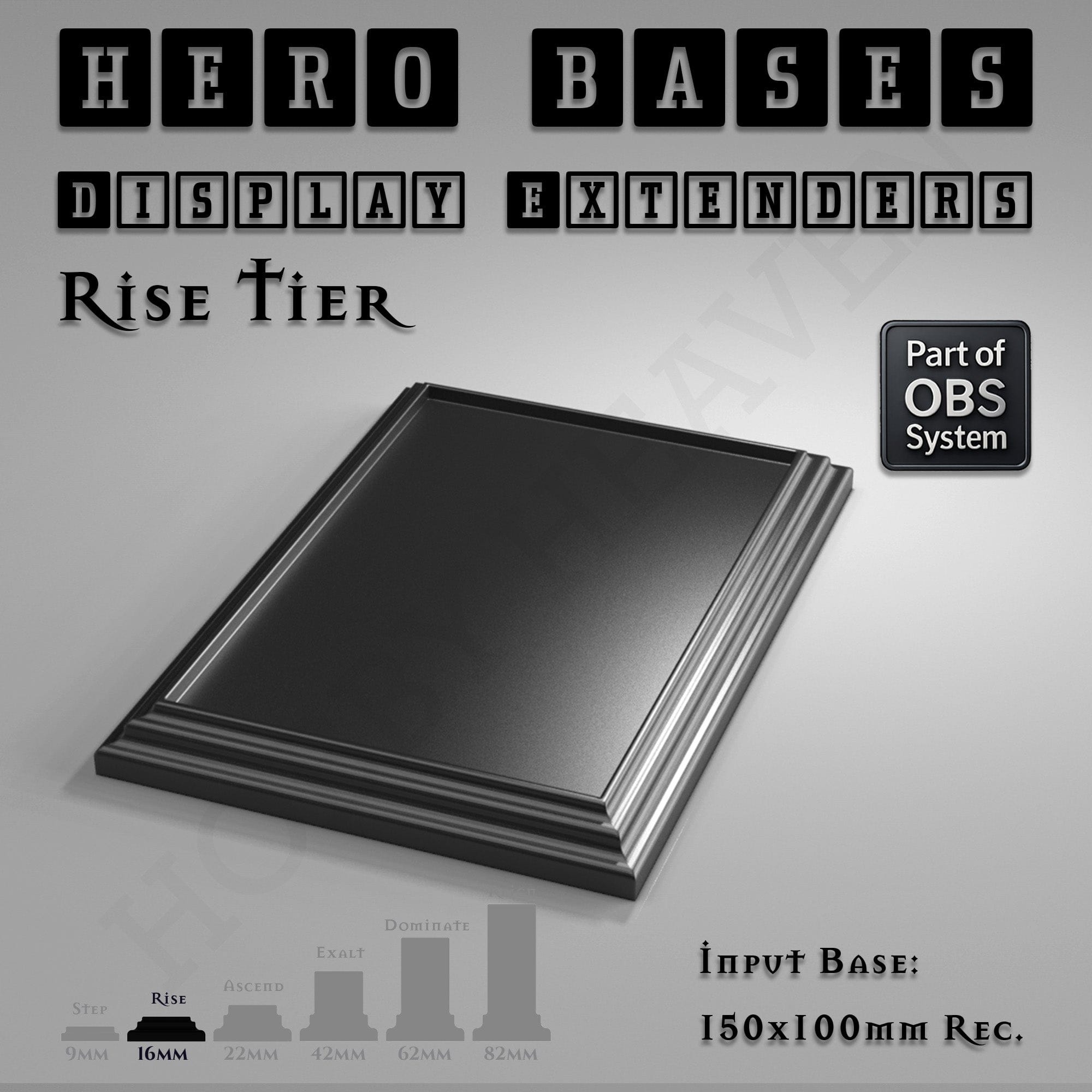 Plastic Bases Hero Bases Display Extenders | Squares and Rectangles | Convert Gaming Bases to Display Bases & Plinths