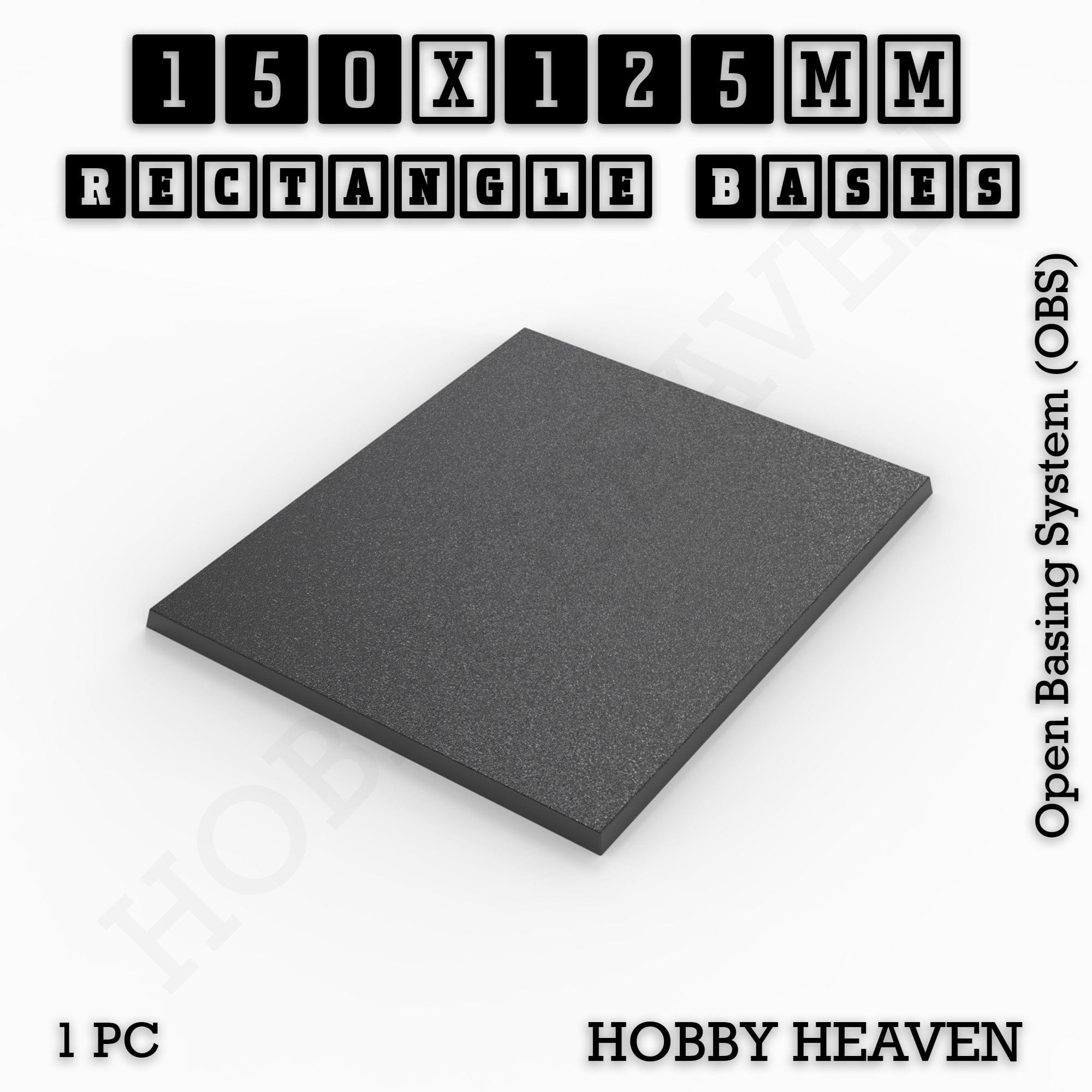 Base Rectangle Bases Range Sizes - 125x50mm to 200x175mm Large Sizes 3d Print Full Range Tabletop Games