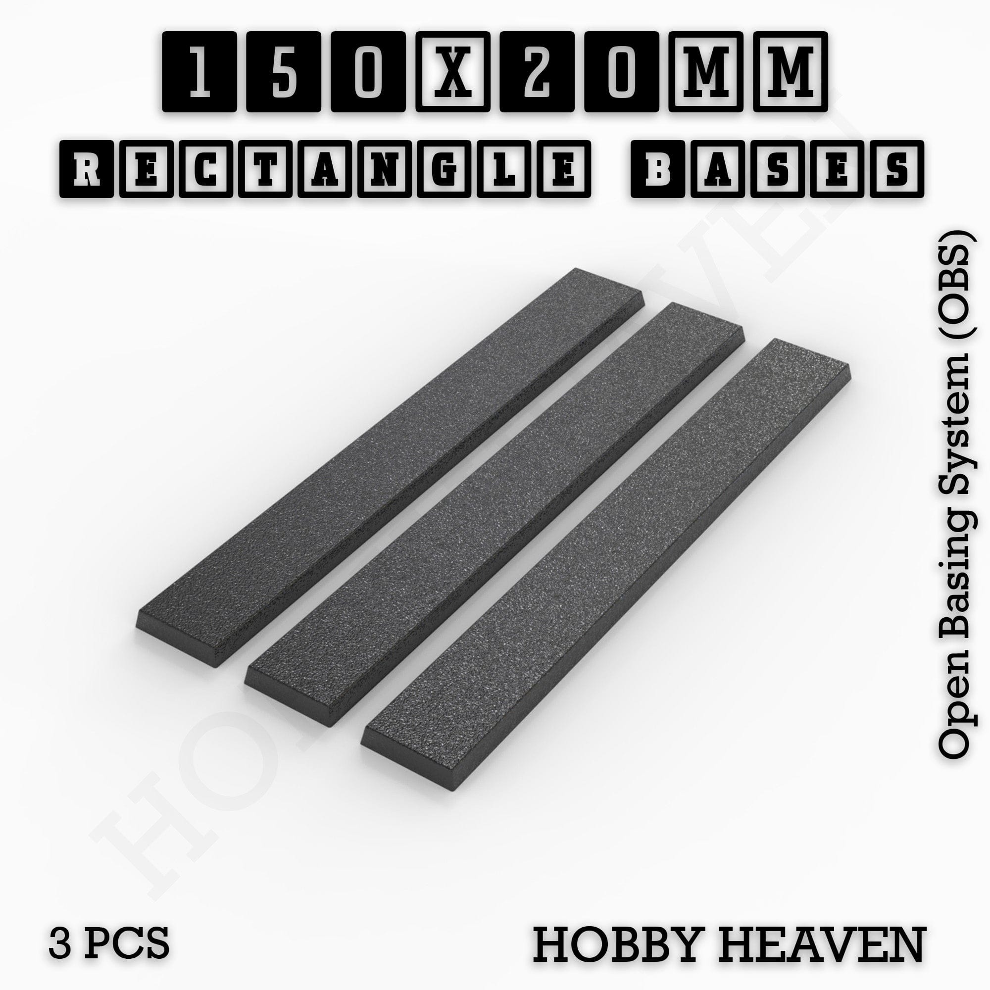 Base Rectangle Bases Range Sizes - 125x50mm to 200x175mm Large Sizes 3d Print Full Range Tabletop Games