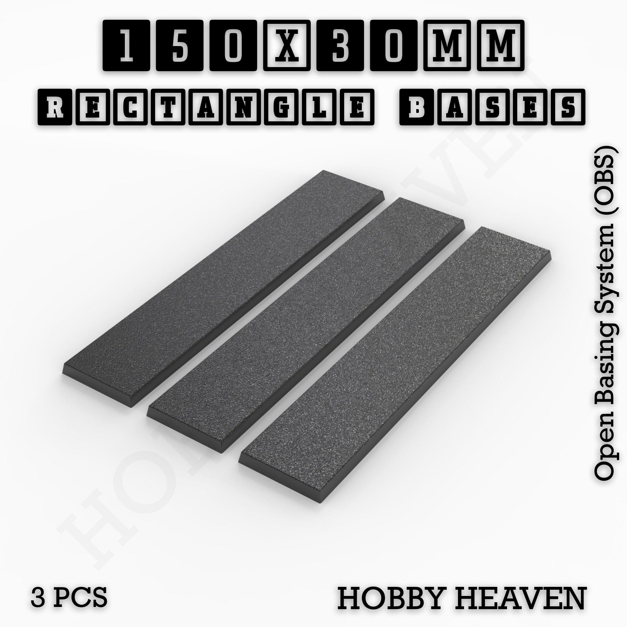 Base Rectangle Bases Range Sizes - 125x50mm to 200x175mm Large Sizes 3d Print Full Range Tabletop Games