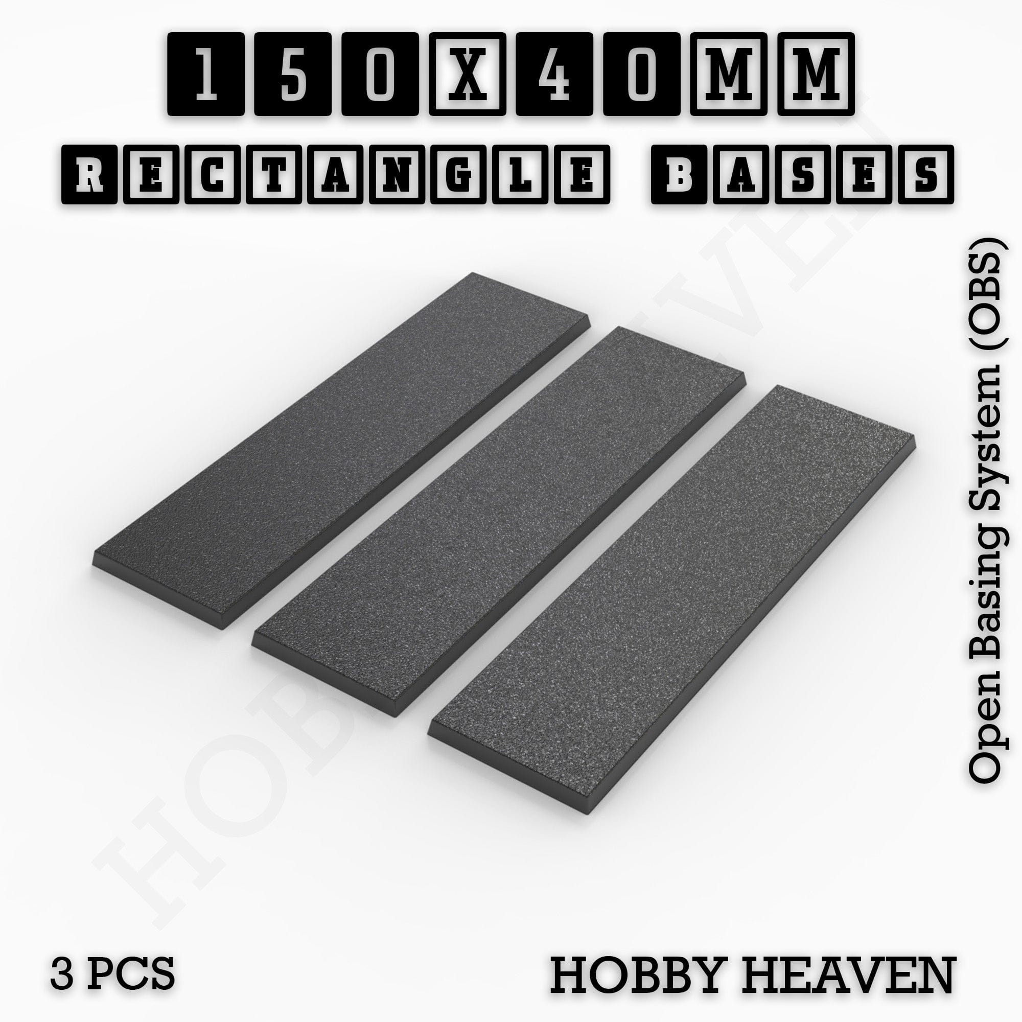 Base Rectangle Bases Range Sizes - 125x50mm to 200x175mm Large Sizes 3d Print Full Range Tabletop Games