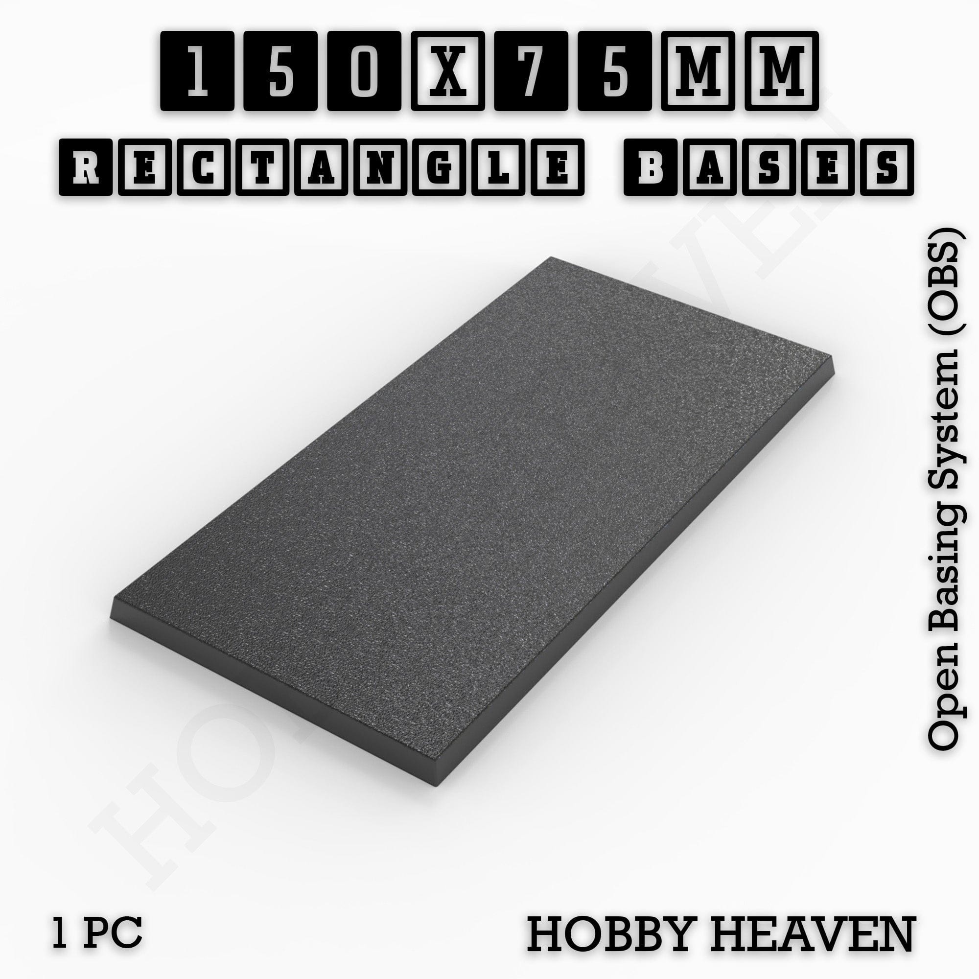 Base Rectangle Bases Range Sizes - 125x50mm to 200x175mm Large Sizes 3d Print Full Range Tabletop Games