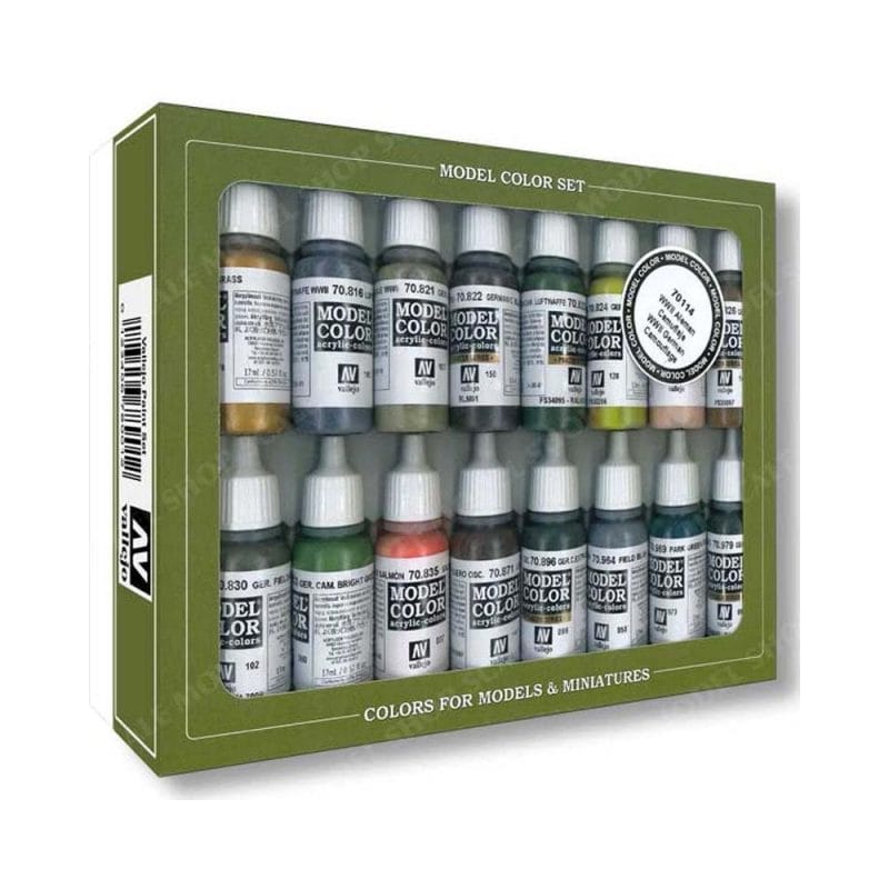 Paint Vallejo Model Color Set - WWII German Camouflage (x16) 8429551701143