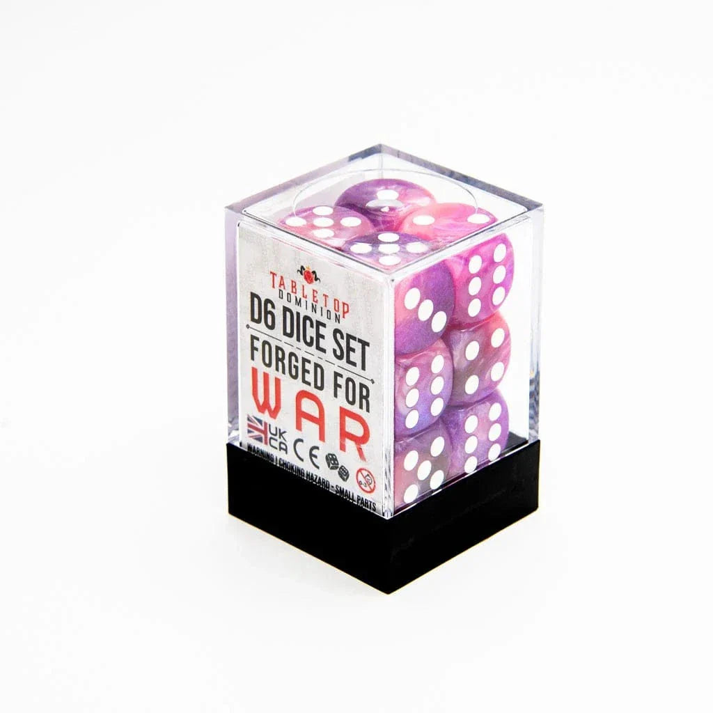 Tabletop Dominion DICE 16mm D6 | Iridescent Pink | Round Edge | 12 Pack