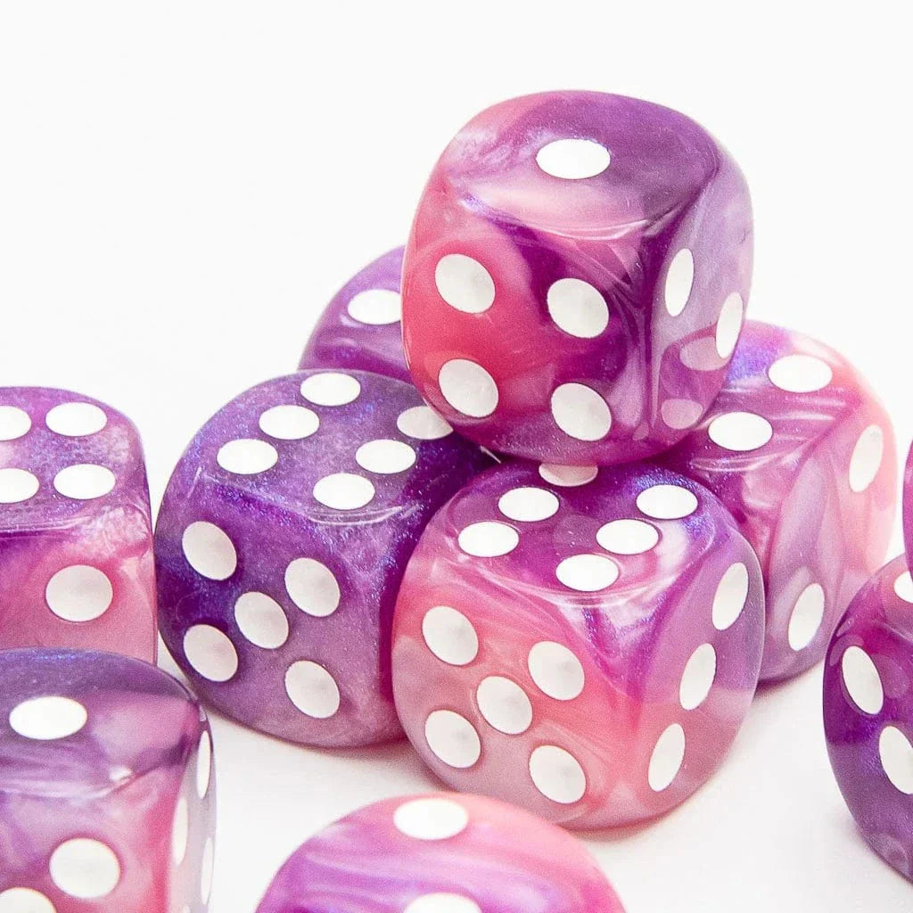 Tabletop Dominion DICE 16mm D6 | Iridescent Pink | Round Edge | 12 Pack