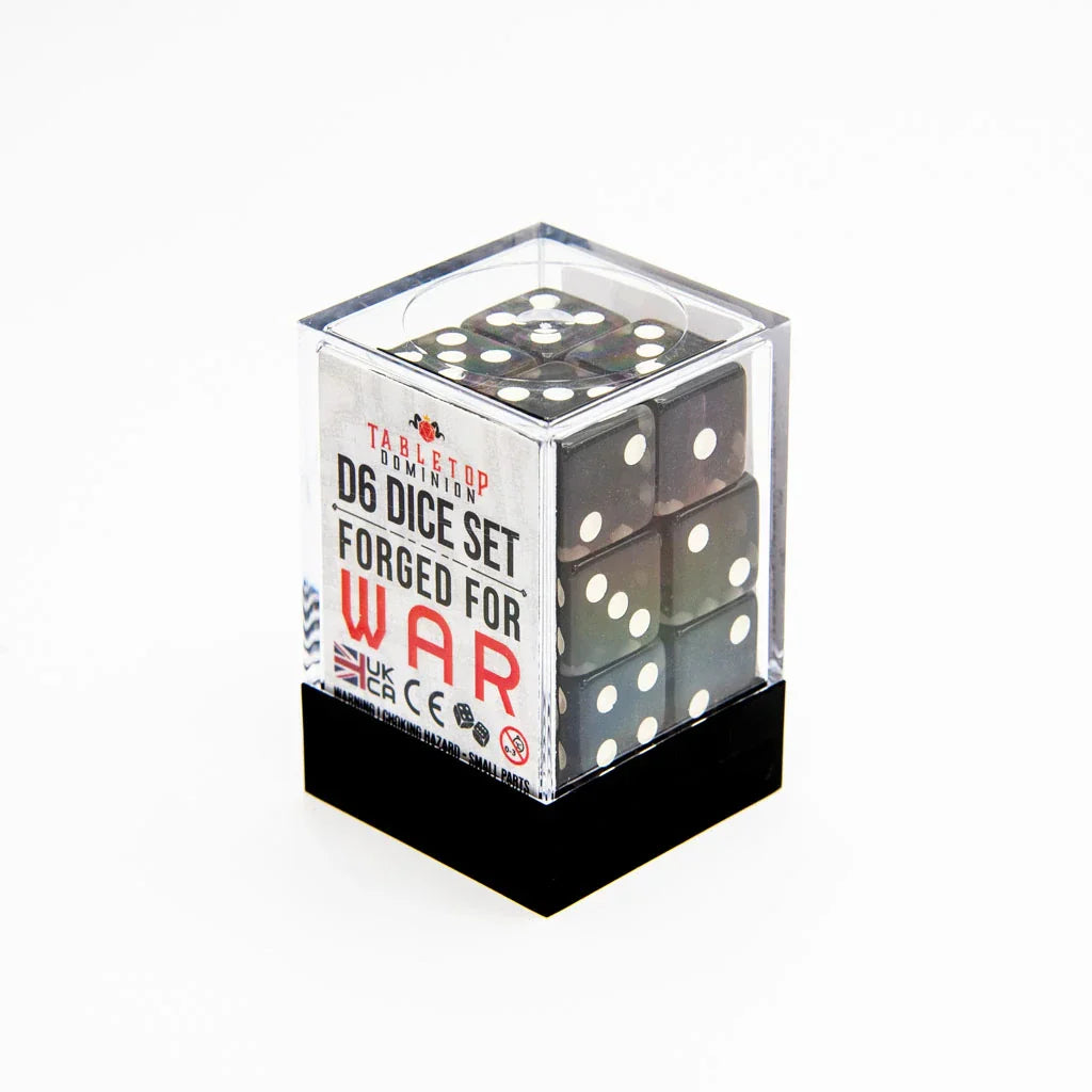 16mm D6 | Transparent Black | Square Edge | 12 Pack - DICE