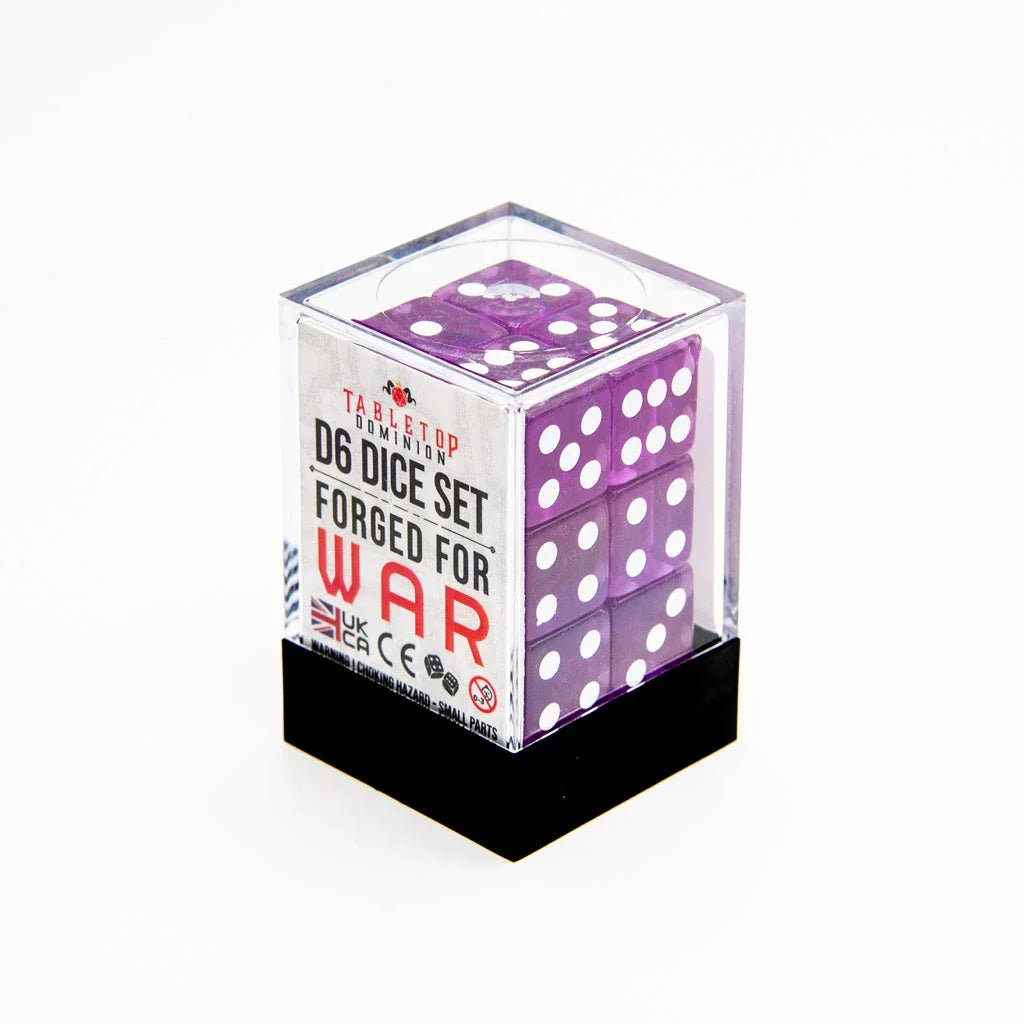 16mm D6 | Transparent Purple | Square Edge | 12 Pack - DICE