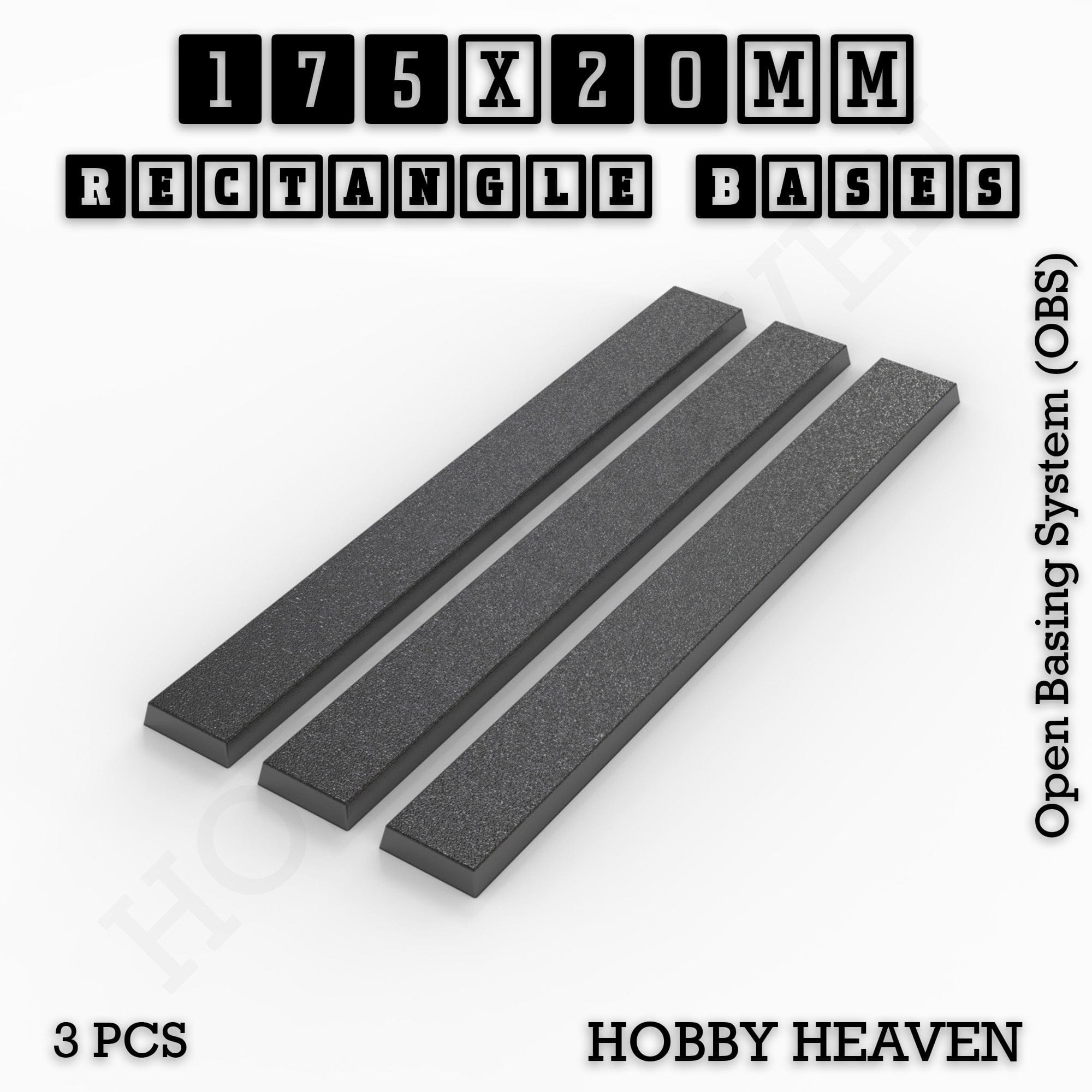 Base Rectangle Bases Range Sizes - 125x50mm to 200x175mm Large Sizes 3d Print Full Range Tabletop Games