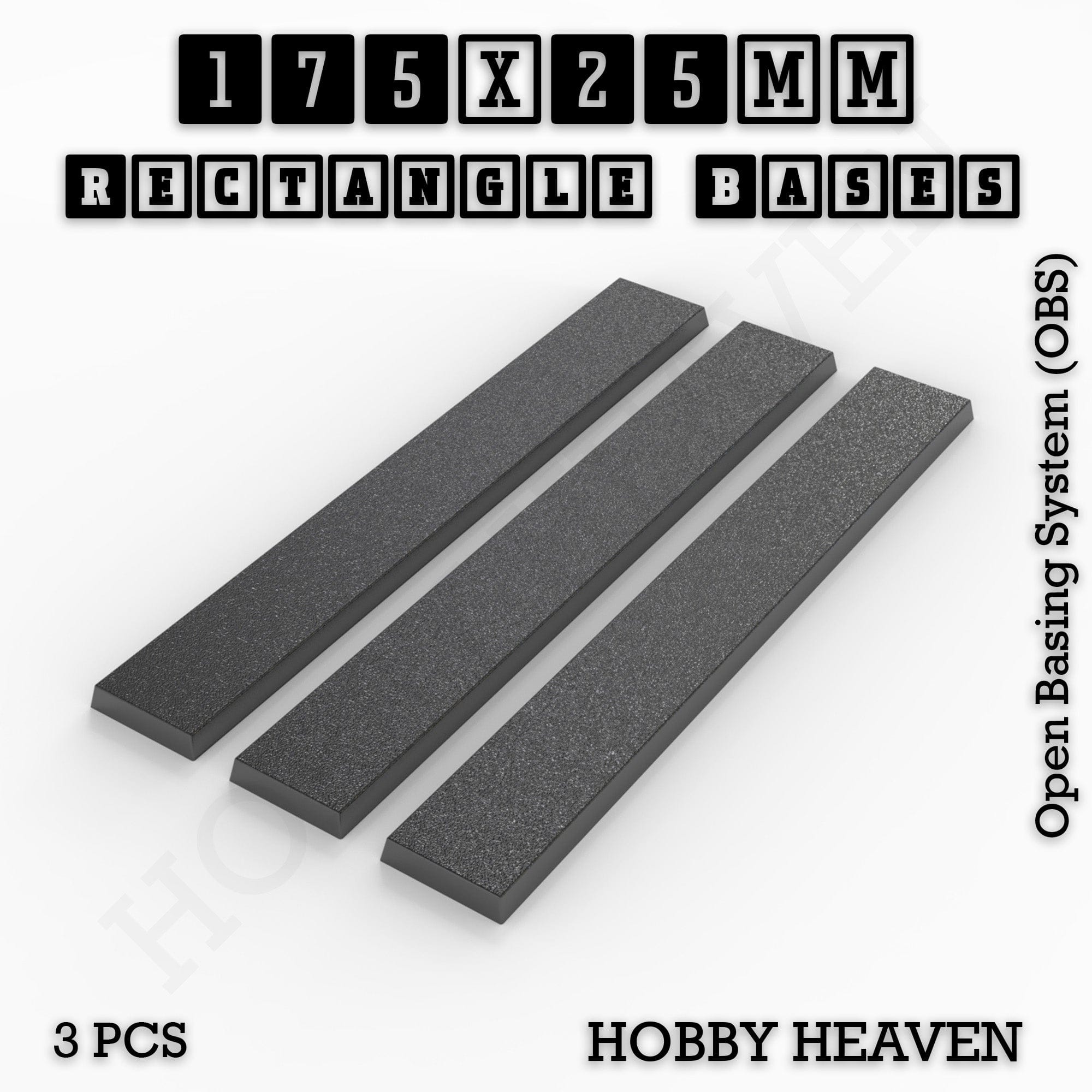 Base Rectangle Bases Range Sizes - 125x50mm to 200x175mm Large Sizes 3d Print Full Range Tabletop Games