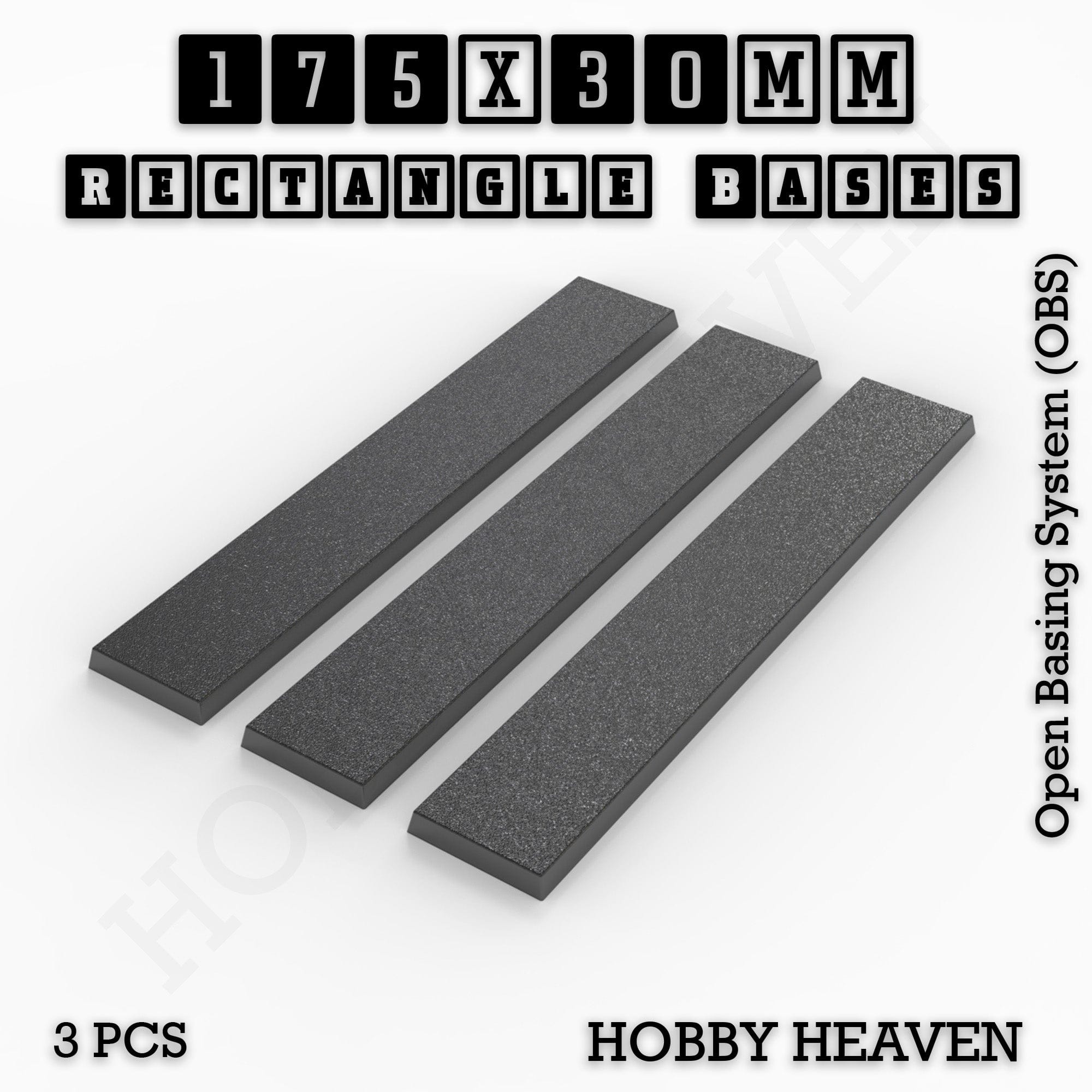 Base Rectangle Bases Range Sizes - 125x50mm to 200x175mm Large Sizes 3d Print Full Range Tabletop Games