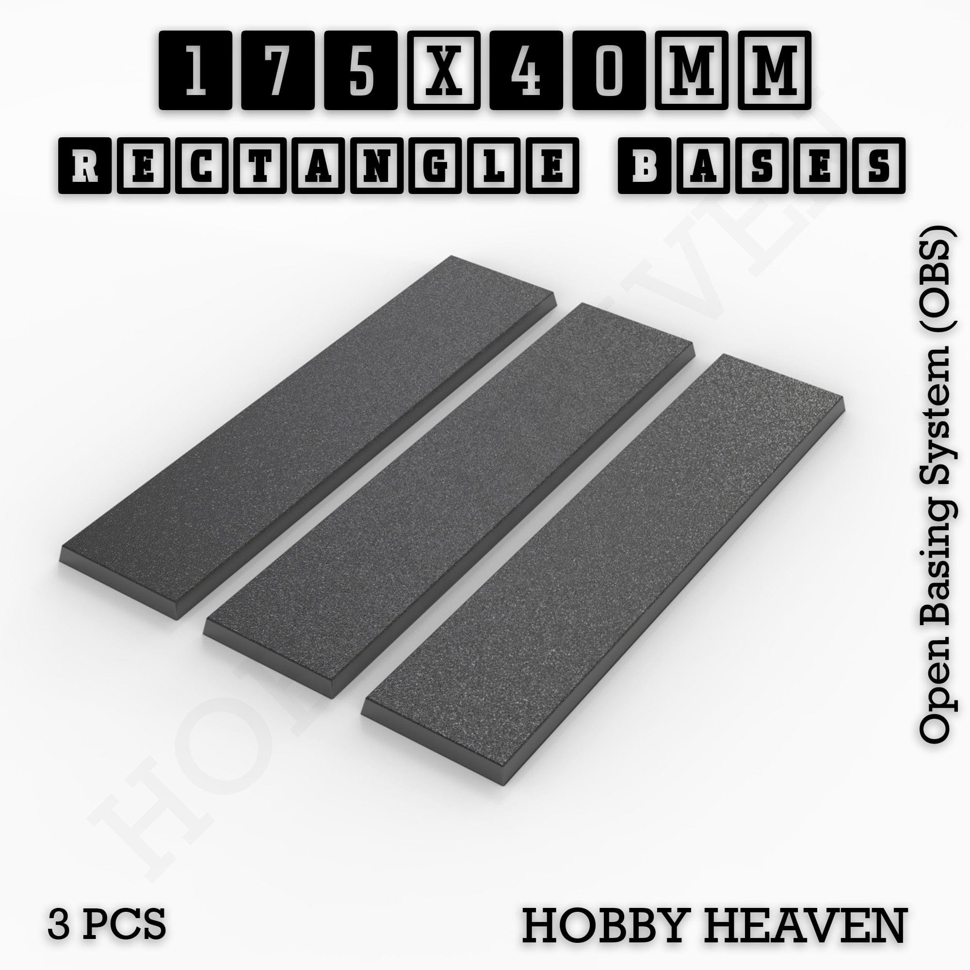 Base Rectangle Bases Range Sizes - 125x50mm to 200x175mm Large Sizes 3d Print Full Range Tabletop Games