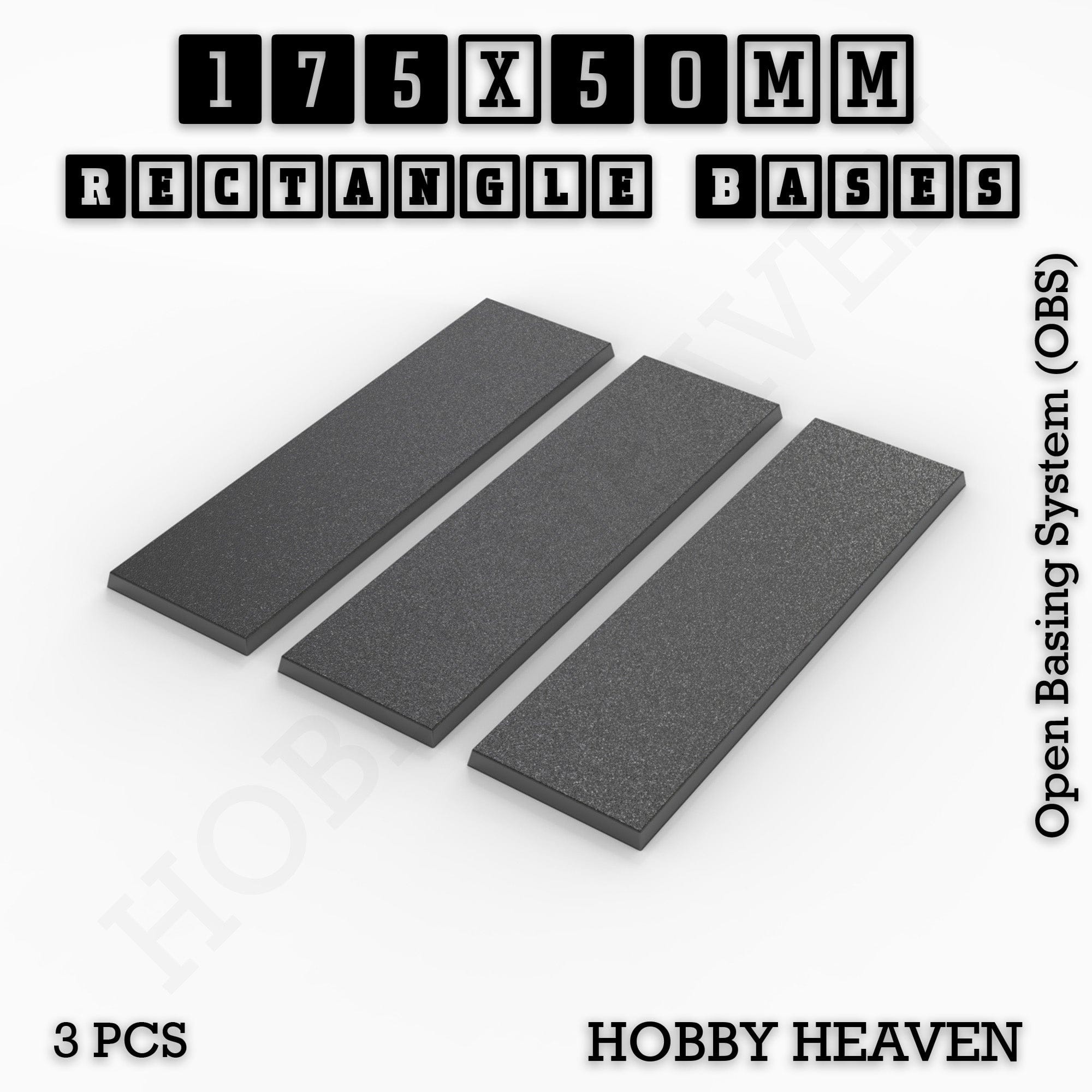 Base Rectangle Bases Range Sizes - 125x50mm to 200x175mm Large Sizes 3d Print Full Range Tabletop Games