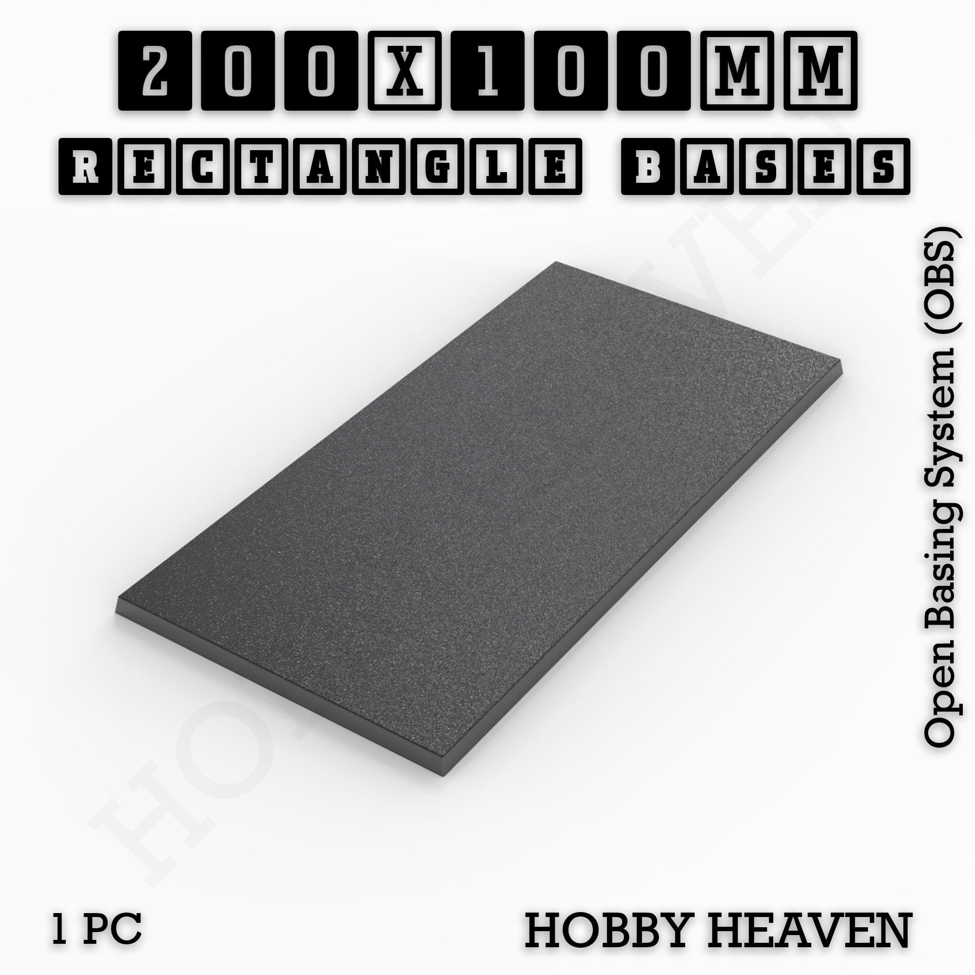 Base Rectangle Bases Range Sizes - 125x50mm to 200x175mm Large Sizes 3d Print Full Range Tabletop Games