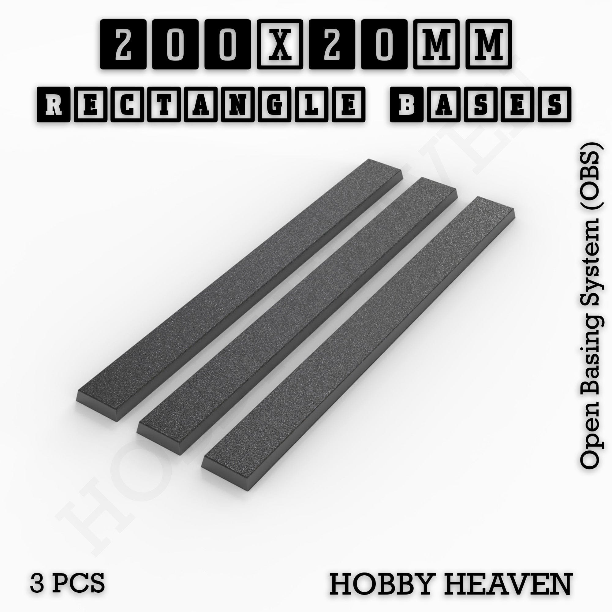 Base Rectangle Bases Range Sizes - 125x50mm to 200x175mm Large Sizes 3d Print Full Range Tabletop Games