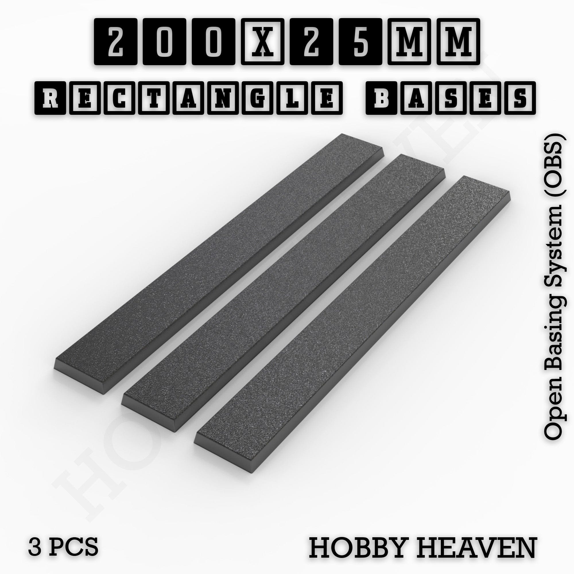 Base Rectangle Bases Range Sizes - 125x50mm to 200x175mm Large Sizes 3d Print Full Range Tabletop Games